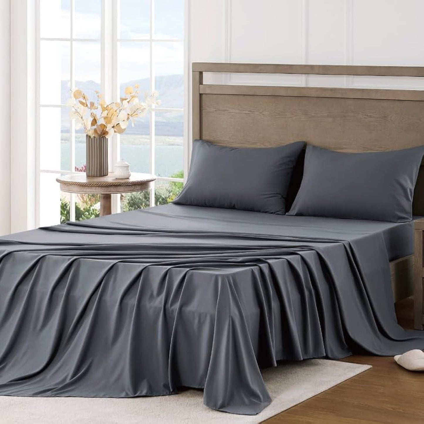 FreshCulture Queen Sheet Set - Ultra Soft Sheets for Queen Size Bed - Brushed Microfiber - Deep Pockets - Easy Care - Cooling & Breathable Sheets - 4 Pieces Hotel Luxury Queen Bed Sheets (White)