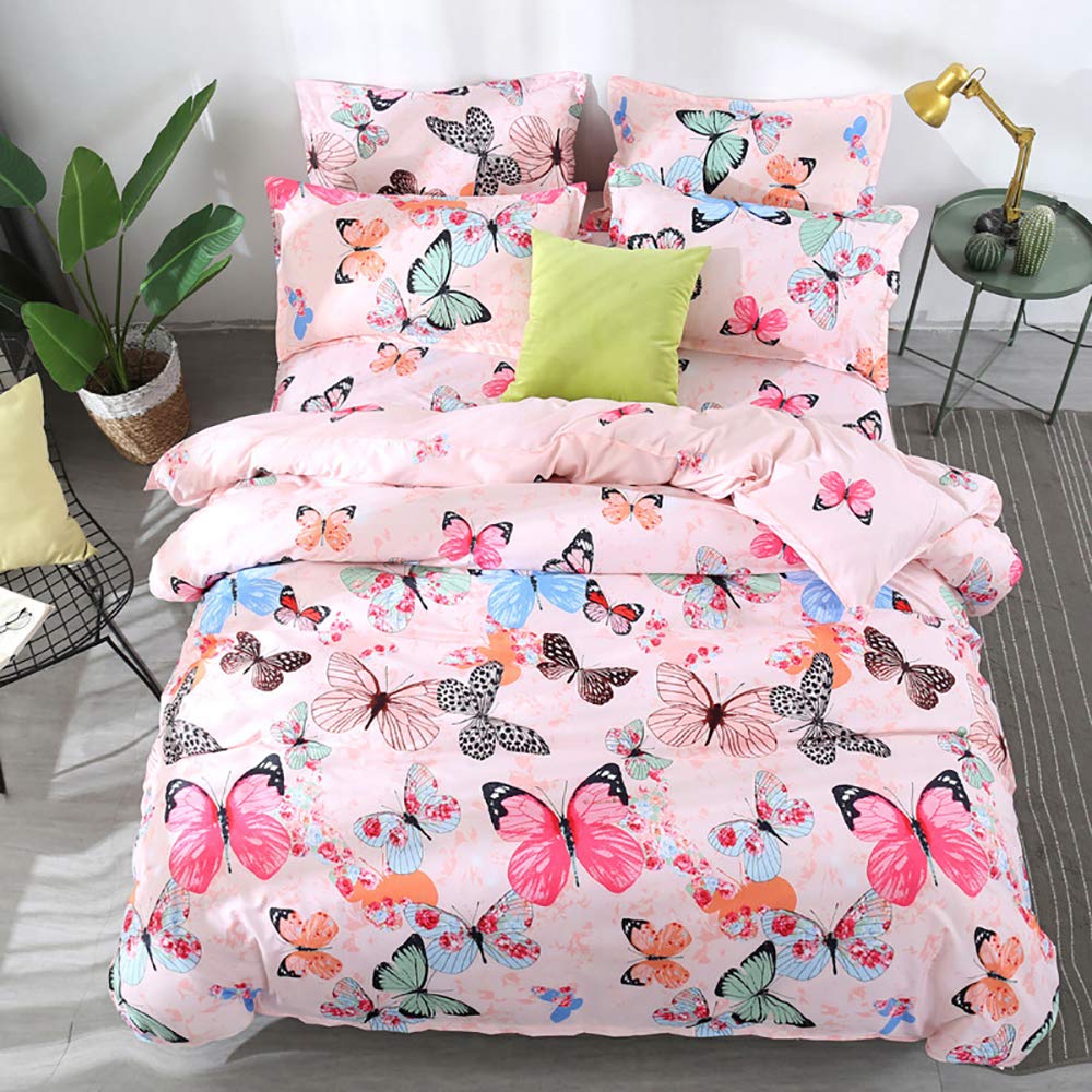 AShanlan Girls' Pink Hearts Children's Bed Linen 135 x 200 cm Pillowcase 80 x 80 cm Grey Pink Reversible Children's Bedding Set 100% Microfibre Duvet Cover with Zip