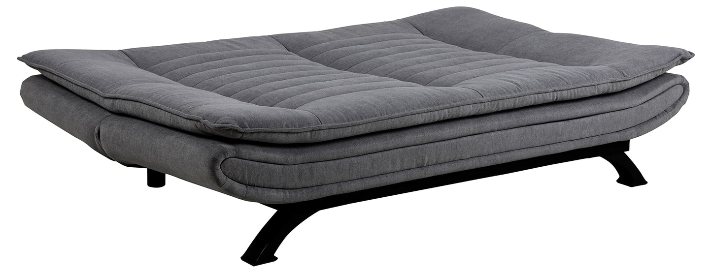 AC Design Furniture Jasper Bettcouch Dunkelgrau/Schwarz, Schlafsofa mit 3 Liegepositionen, Moderner 3-Sitzer Ohne Armlehne, Gepolstert mit Schwarzen Metallbeinen, L: 196 x H: 91 x T: 98 cm