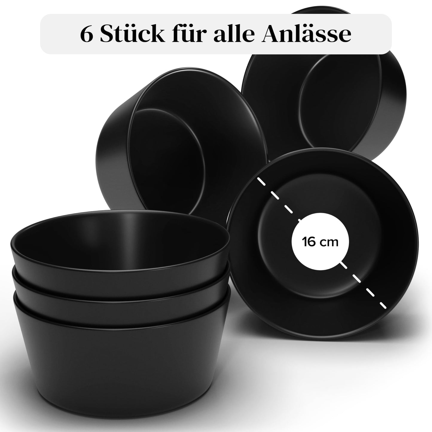 Steingut Geschirrset 6 Personen Manhattan 24 tlg. TESTSIEGER, Cooles Urbanes Steingut Geschirr Set, Schüssel- und Teller Set, Tafelservice 6 Personen, Geschirrsets Pure Living in matt Schwarz