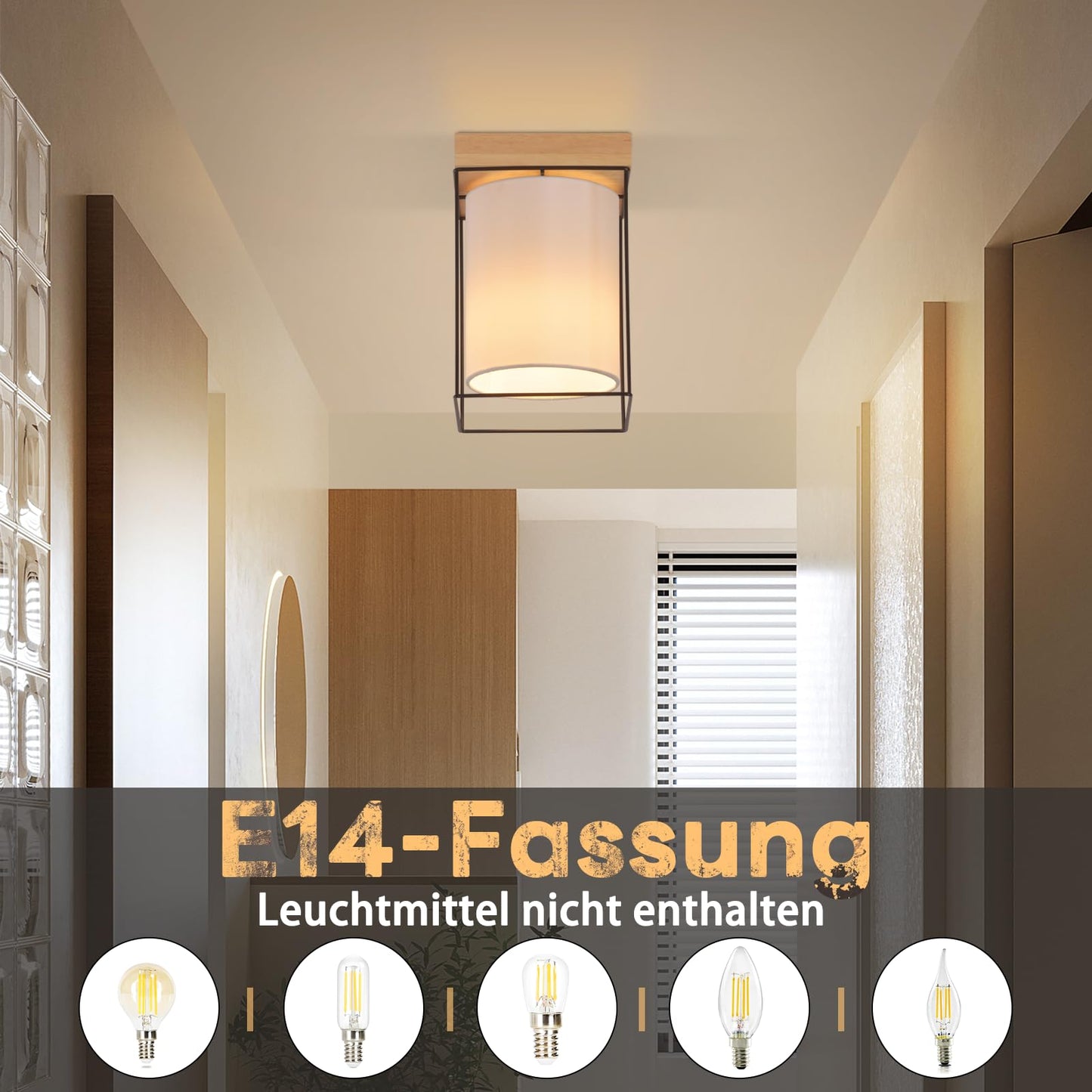 CBJKTX Ceiling Light Living Room Ceiling Light Glass - 4 Bulbs E27 Vintage Black Dining Room Lamp Industrial Style Metal Ceiling Retro Living Room Lamp for Bedroom Dining Room Kitchen (Light Bulb Not