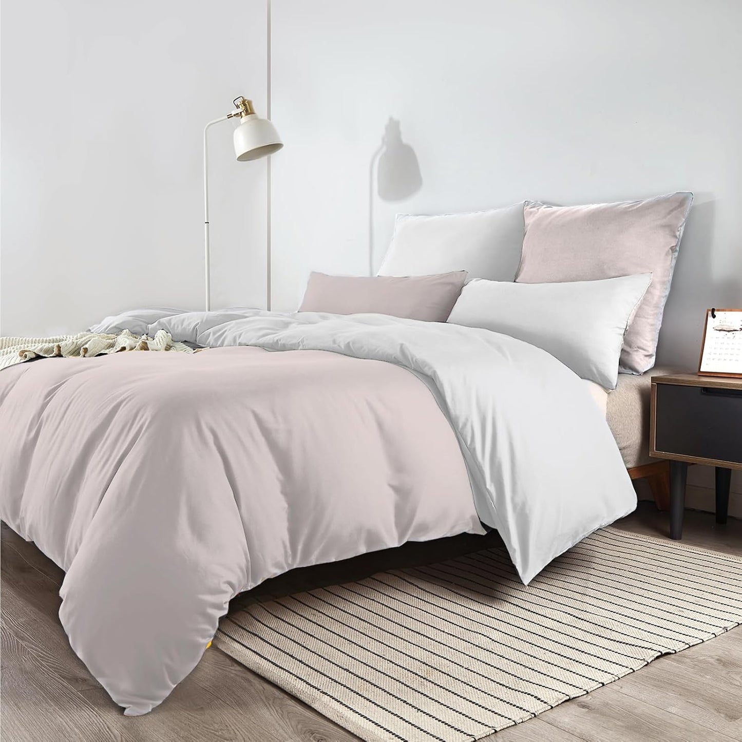 Soifox Bed Linen Set, Grey Anthracite, Microfibre, Non-Iron and Wrinkle-Free Duvet Cover 200 x 200 cm with Set of 2 Pillowcases 80 x 80 cm, Bed Linen with Zip