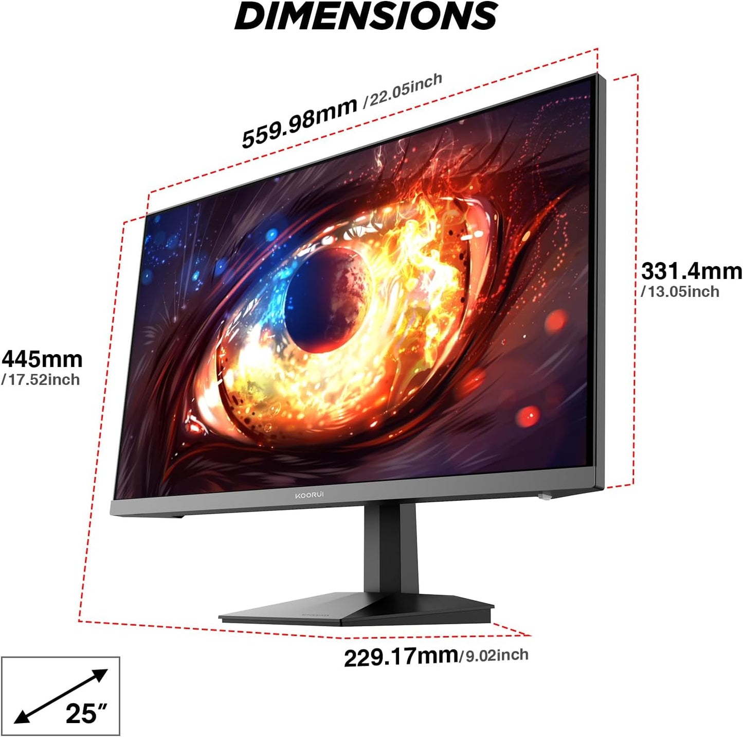 KOORUI Gaming Monitor 24 Inches, 200Hz PC Screen FHD 1920 x 1080 Fast IPS HDR400, Adaptive Sync 1ms, HDMI 2.0 & DP 1.4, VESA 75 x 75 mm-G2411P