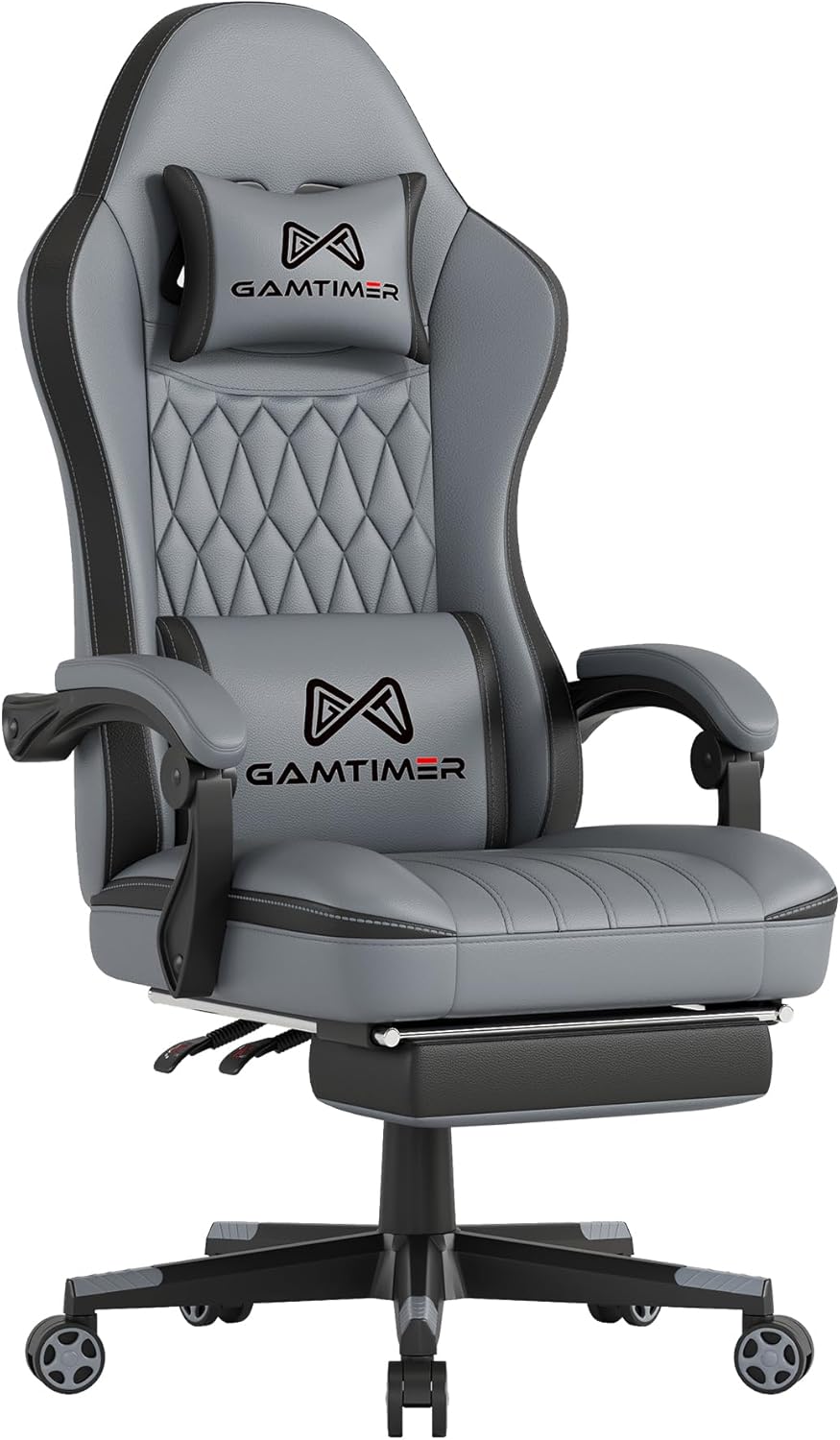 Gaming Chair, Ergonomic Office Chair, PC Chair, Gaming Chair, Lumbar Cushion and Footrest, PU Leather Gamer Chair, Adjustable Backrest from 90-155°, Height Adjustable 360° Swivel Chair (Pink)