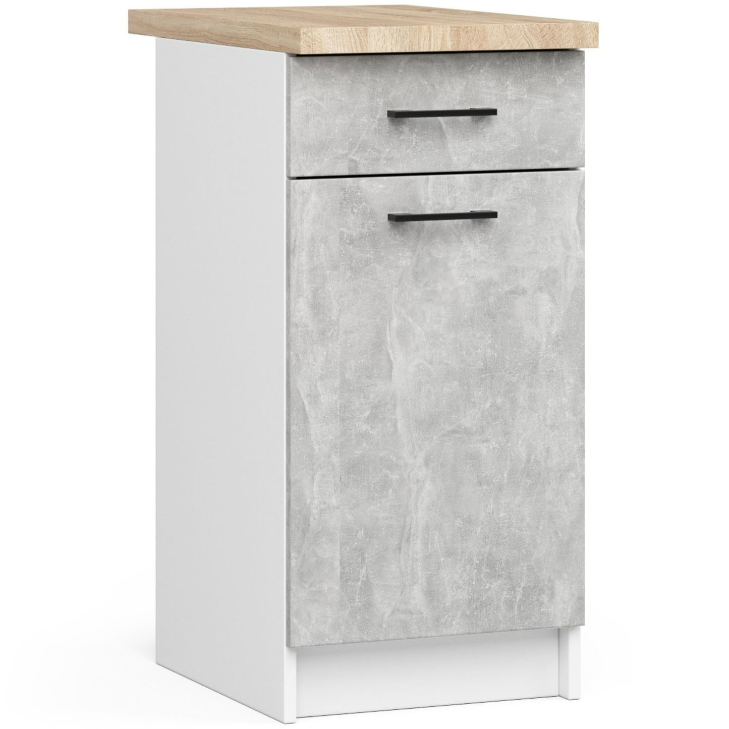 AKORD Küchenmöbel-Set OLIWIA 2.4m Modulares 240 cm 11 Türen 1 Schublade, Küche Komplett, Kitchen Cabinet Set, Küchenschränke, Standschränke, B240xH203xT46 cm, Beton & Beton