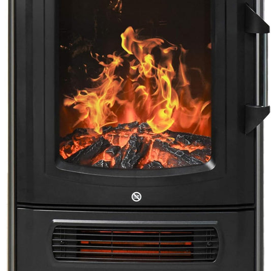 HOMCOM Elektrokamin E-Kamin mit Flammeneffekt Thermostat Kaminofen 1000 W/2000 W, 20–25 qm, Schwarz 44,5x32,1x74 cm