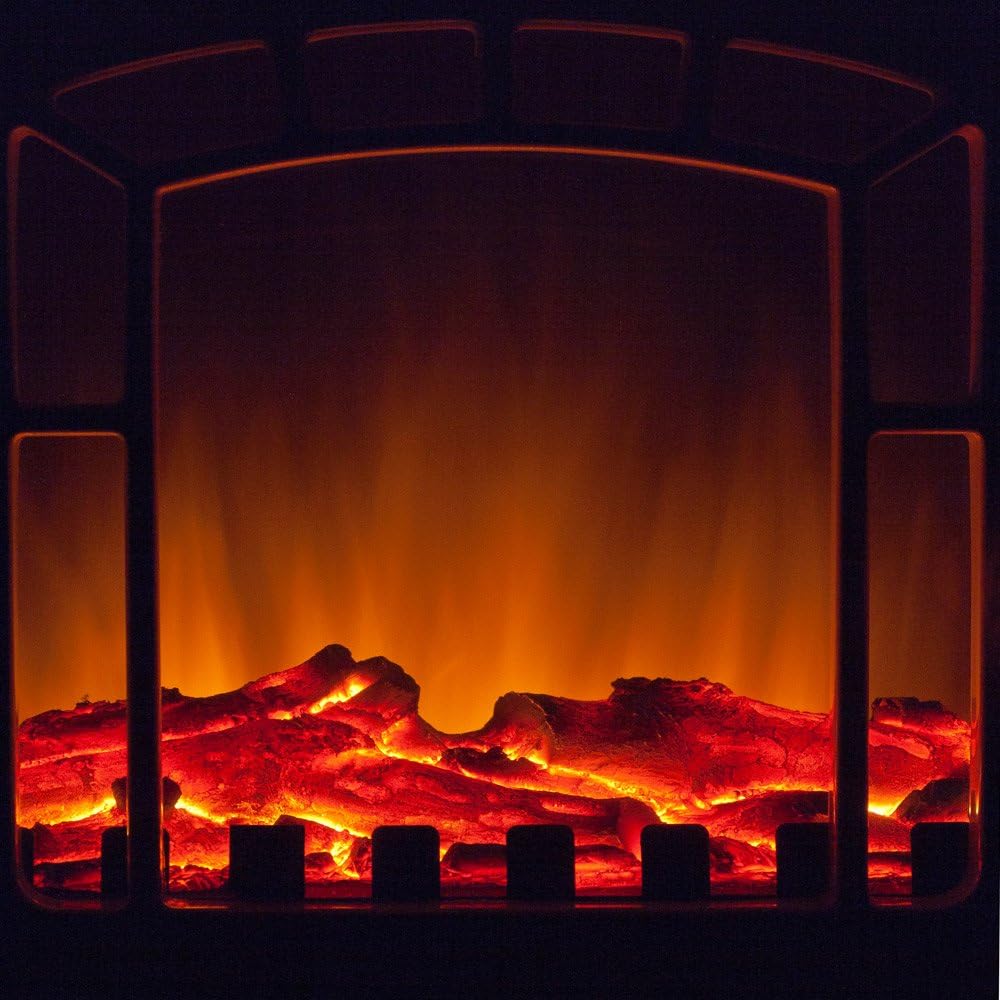 Deuba® Elektrokamin Kaminfeuer 2000W 2 Heizstufen Elektroheizung elektrischer Heizlüfter Elektroofen Elektrokamin mit LED Flammen Dekokamin weiß