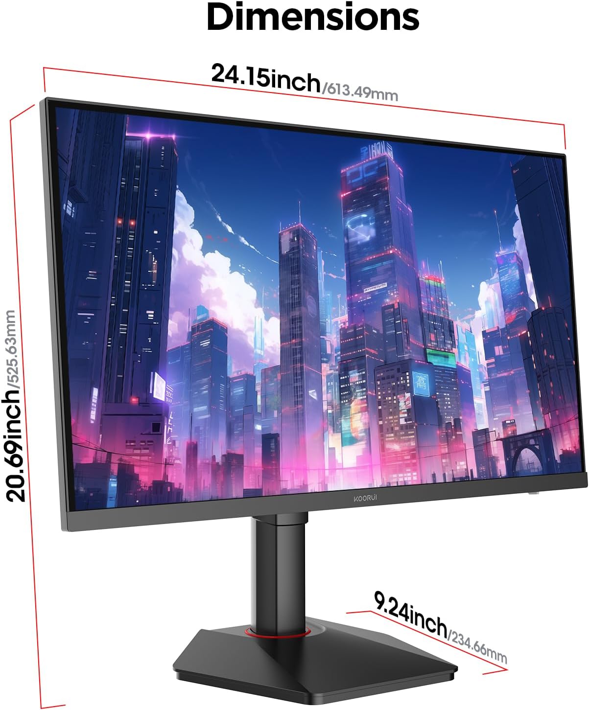KOORUI Gaming Monitor 24 Inches, 200Hz PC Screen FHD 1920 x 1080 Fast IPS HDR400, Adaptive Sync 1ms, HDMI 2.0 & DP 1.4, VESA 75 x 75 mm-G2411P