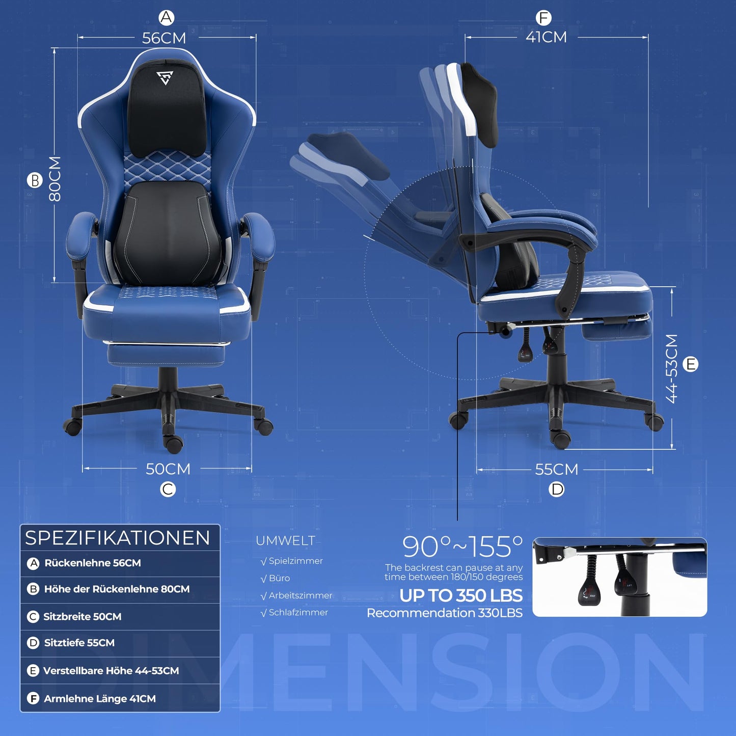 Vigosit Gaming Chair with Heated Massage Lumbar Support, Fabric Gamer Chair with Bag Spring Cushion and Footrest, Horse and High Gamer 150 kg Load Capacity (Pale Pink)