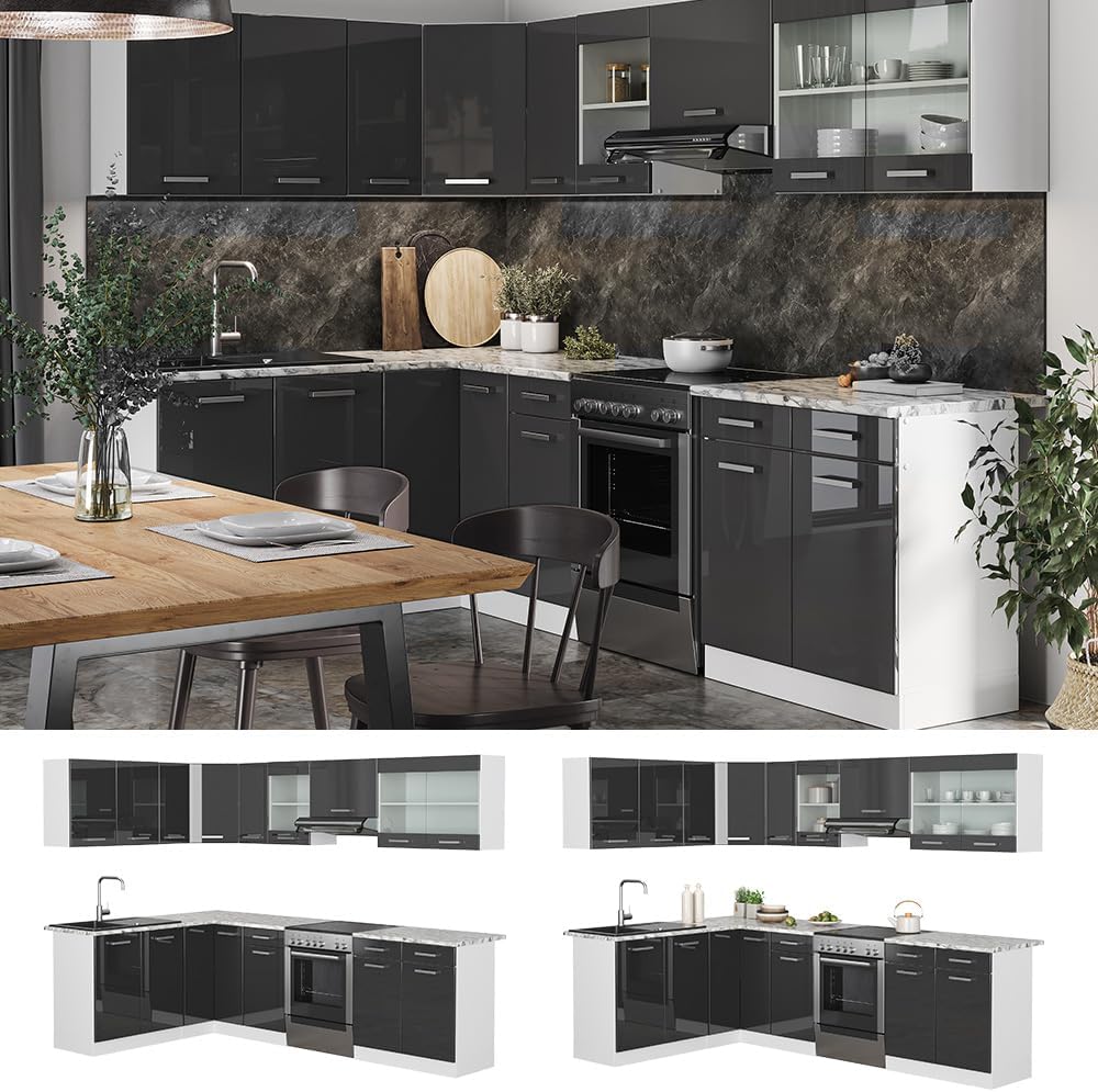 Vicco Kitchen Unit L 210 cm Kitchen Block Angle Corner Built-in Sonoma Oak - Freely Combinable Units - R-Line