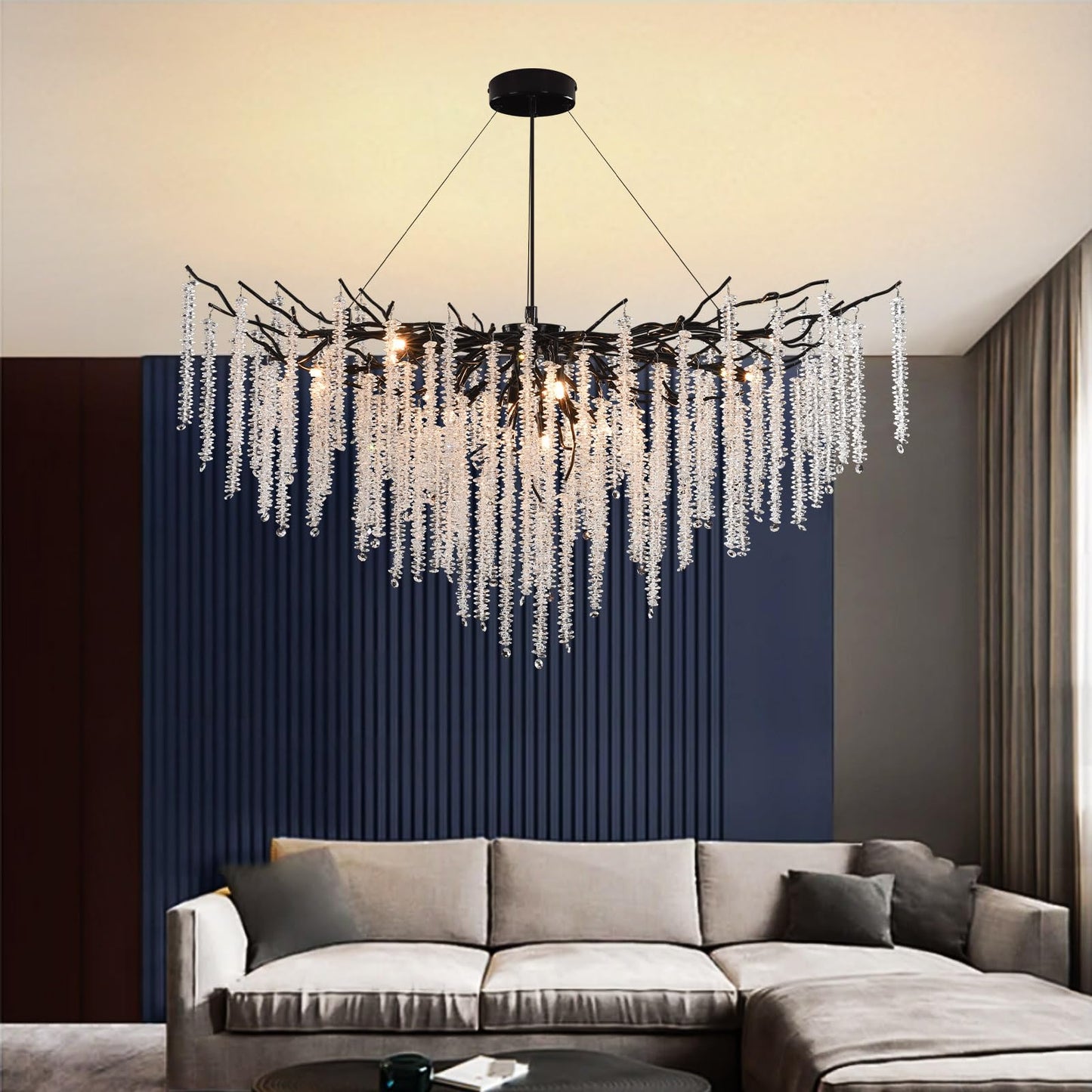 AHXIAOZN Modern Kronleuchter Kristall Leuchte,Luxus Kristall Pendelleuchte,Dimmbar Rund Kristall Hängeleuchte,für Esszimmer, Küche, Wohnzimmer, Schlafzimmer, Flur, Café,Bar(Gold,60cm)