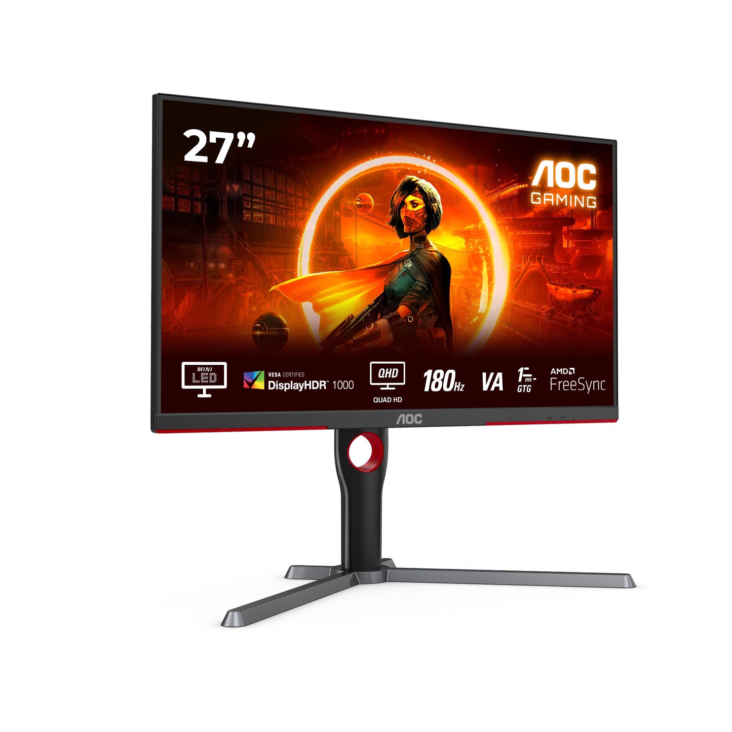 AOC Gaming CU34G2XPD – 34-Zoll-WQHD-Curved-Monitor, 180 Hz, schnelle VA, 1 ms GTG, FreeSync Premium, HDR400, höhenverstellbarer Standfuß (3440 x 1440, HDMI, DisplayPort, USB-Hub)