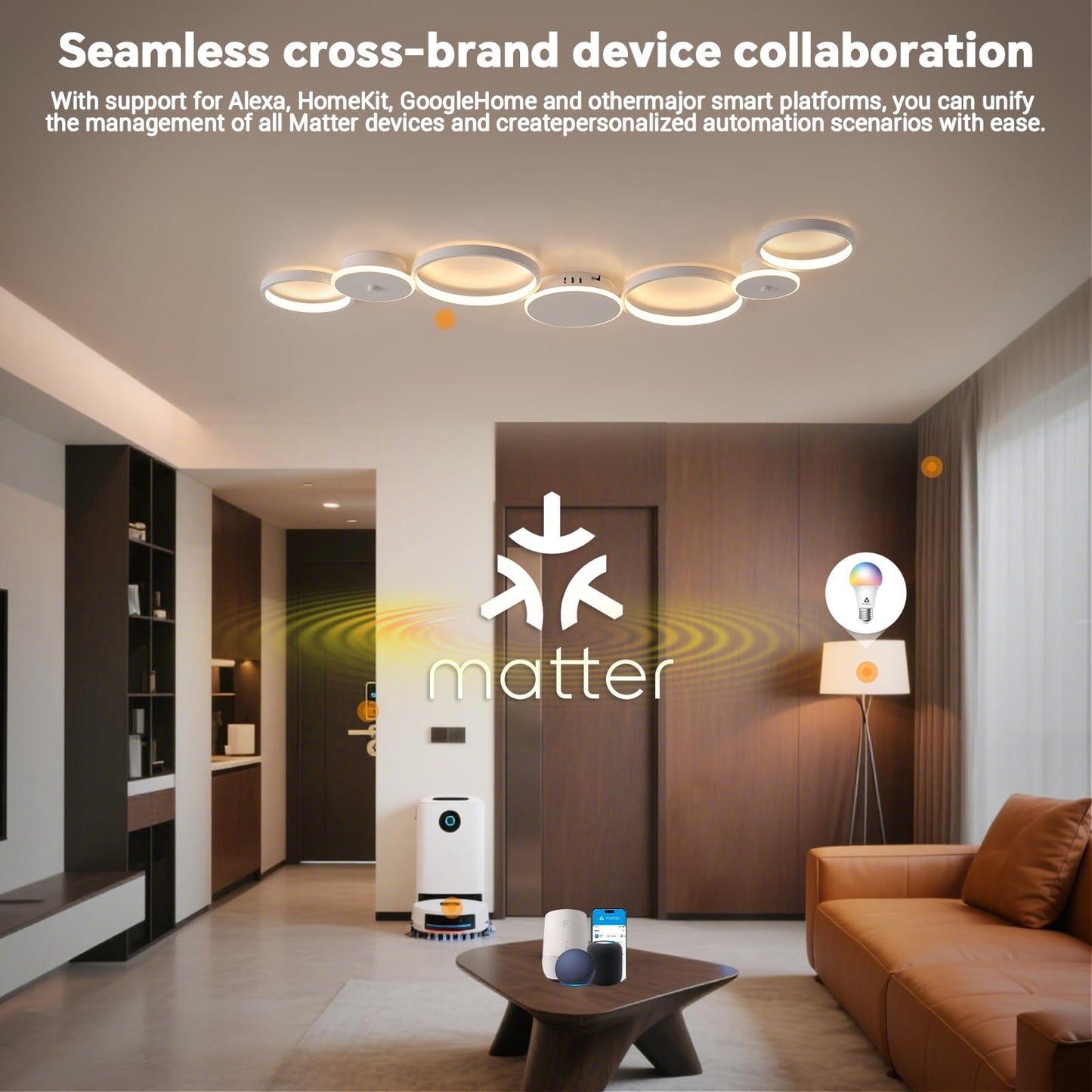BAYHT Deckenleuchte LED Wohnzimmerlampe Weiße Runde LED Deckenlamp Dimmbar 62W 5300LM mit Fernbedienung 3000K-6500K Geeignet für Wohnzimmer, Deckenleuchte Schlafzimmer