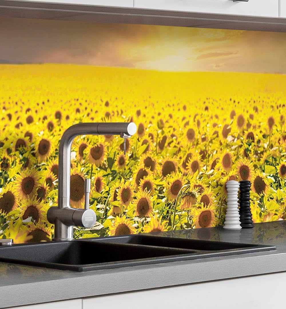 MyMaxxi Self-Adhesive Kitchen Splashback Film, Easy No-Drill Application, 0.4 mm Reinforced, Kitchen Splash Guard Adhesive Film, Wall Decoration, 220 x 60 cm (Height), Matte Finish, Natural Meadow,