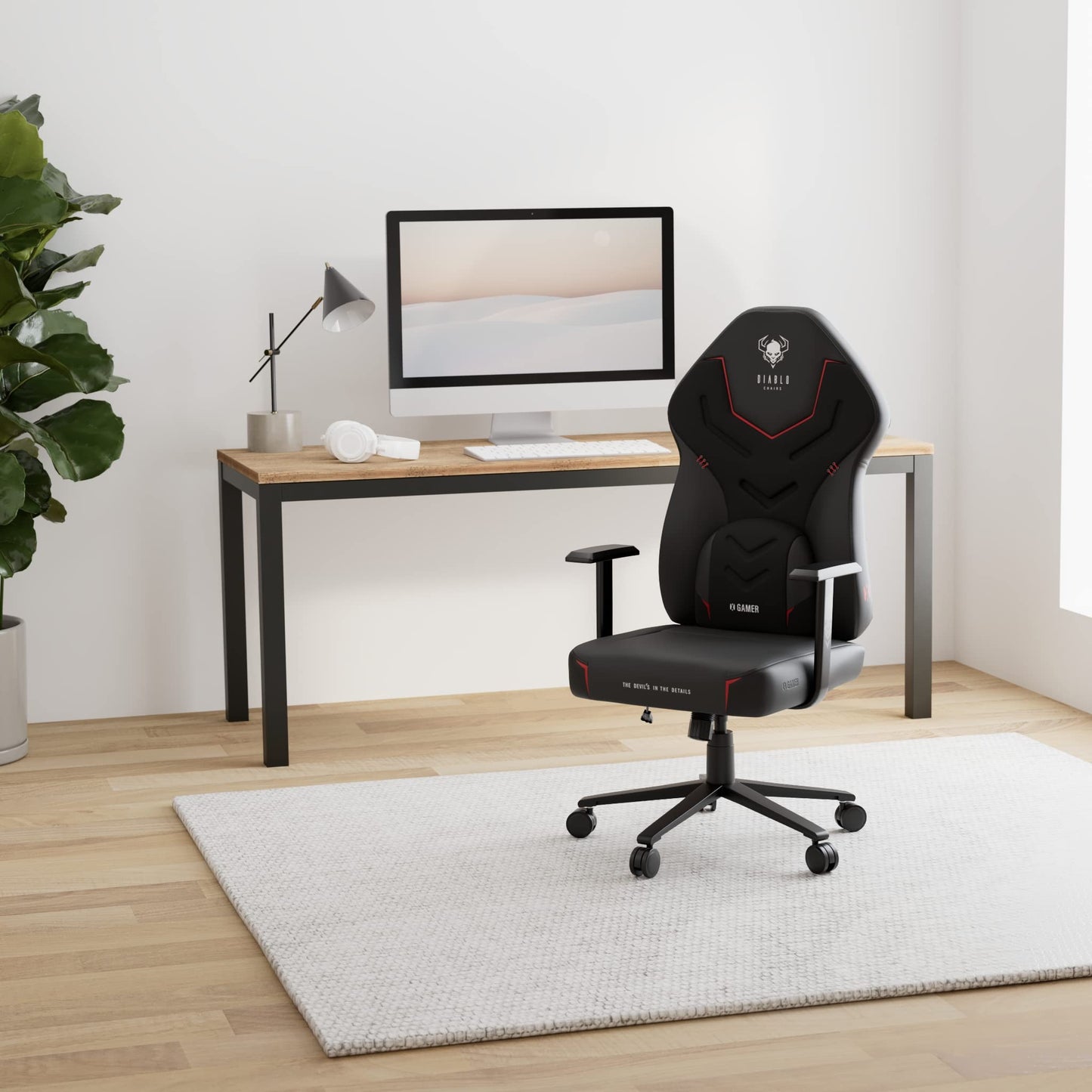 Diablo X-Gamer 2.0 Gaming Chair Office Chair Fabric Cover Ergonomic Design Lumbar Cushion Soft Pad Cushion (Pink-White)