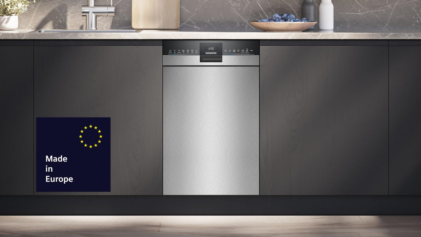 Siemens SR63EX24KE, iQ300 Smart Dishwasher, Fully Integrated, 45 cm Wide, Made in Germany, Cutlery Basket, Automatic Door Opening at the End of the Programme, Pleasantly Quiet with iQ Drive Motor
