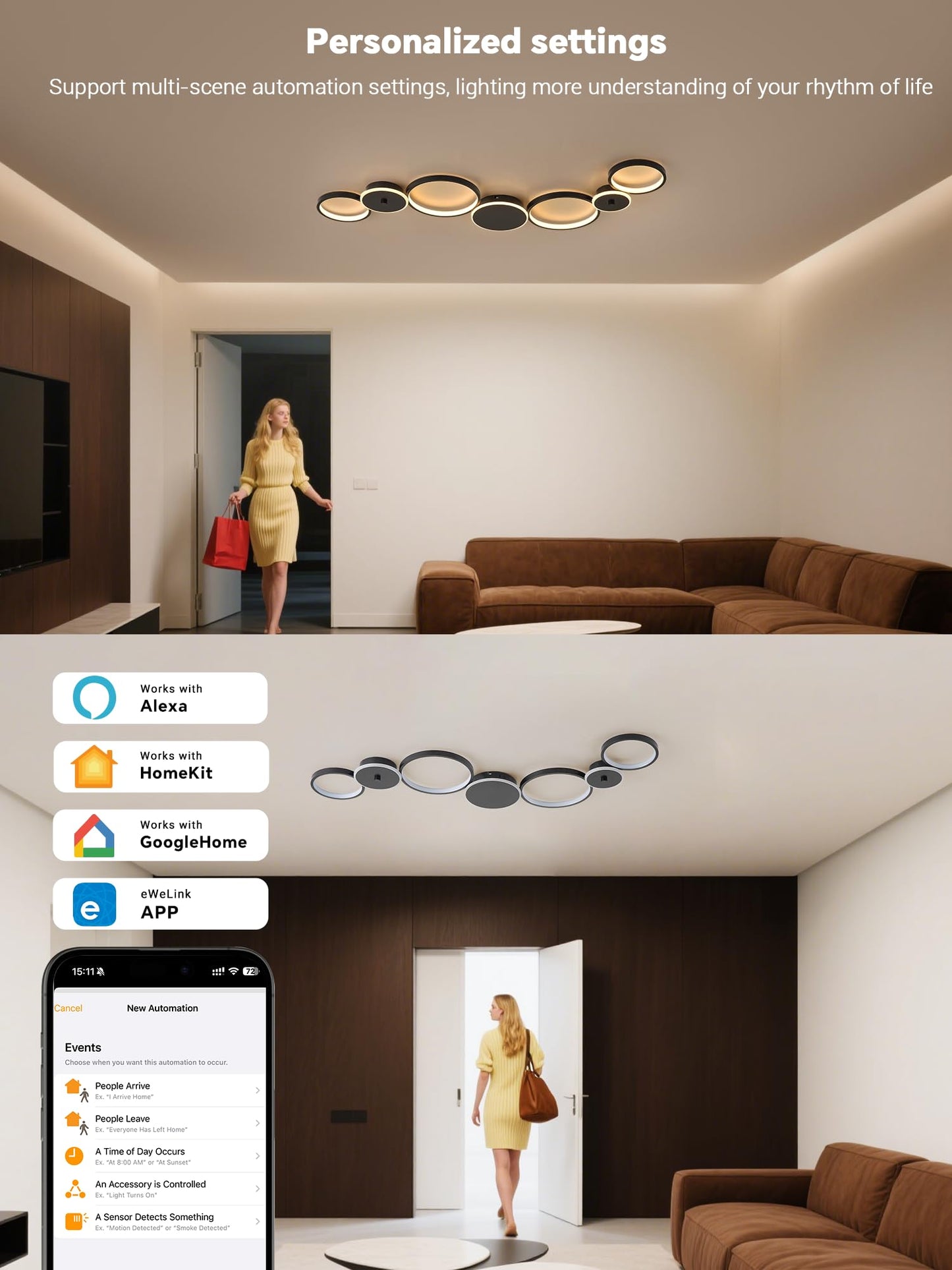 BAYHT Deckenleuchte LED Wohnzimmerlampe Weiße Runde LED Deckenlamp Dimmbar 62W 5300LM mit Fernbedienung 3000K-6500K Geeignet für Wohnzimmer, Deckenleuchte Schlafzimmer