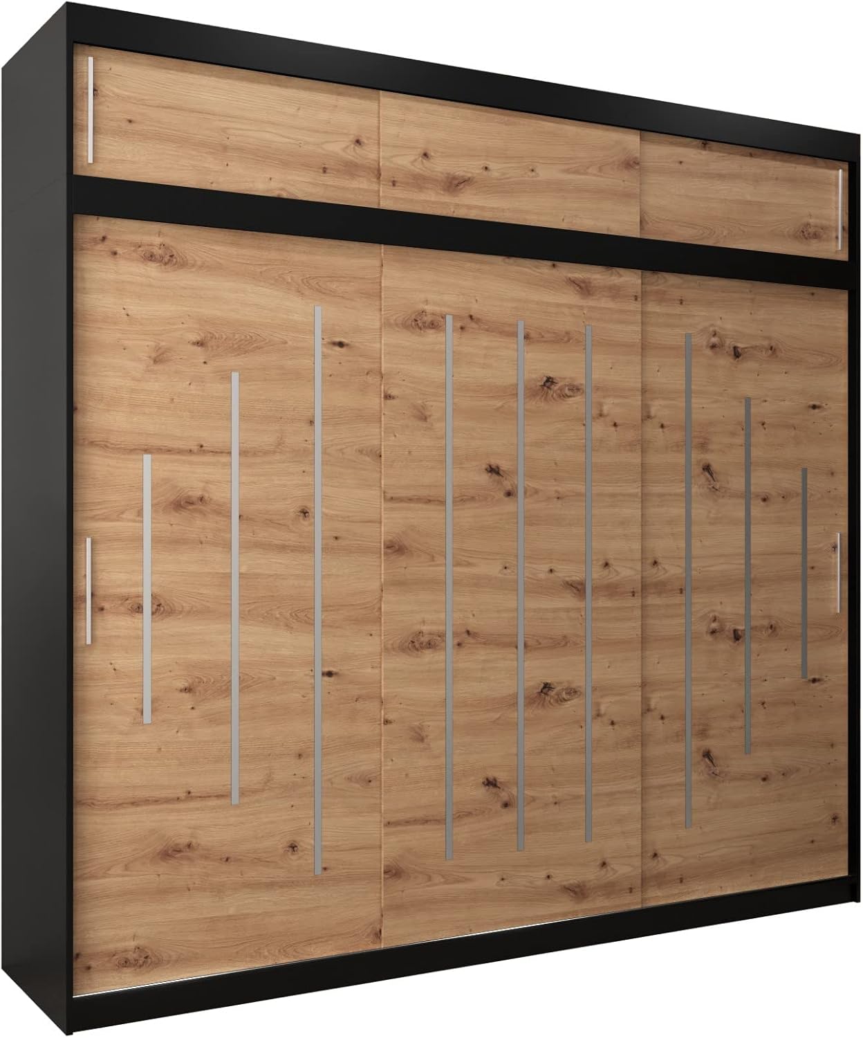 Kryspol Schwebetürenschrank York 250 cm Kleiderschrank mit Kleiderstange und Einlegeboden Schlafzimmer- Wohnzimmerschrank Schiebetüren Modern Design (Weiß)