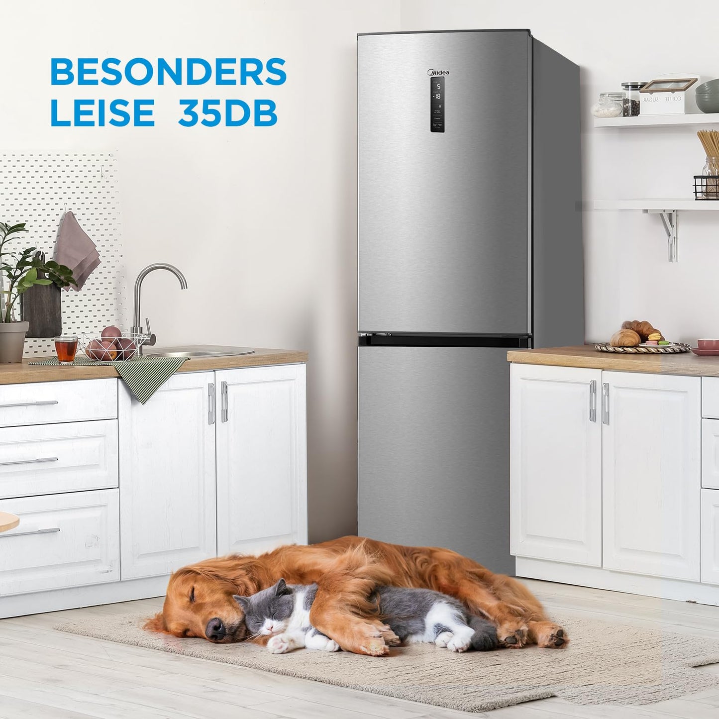 Midea MERB276FGE02A Kühl-/Gefrierkombination/180 cm Höhe/NoFrost/Doppelte Steuerung/Super-Kühlfunktion/219 kWh/Jahr/199L Kühlteil/71L Gefrierteil