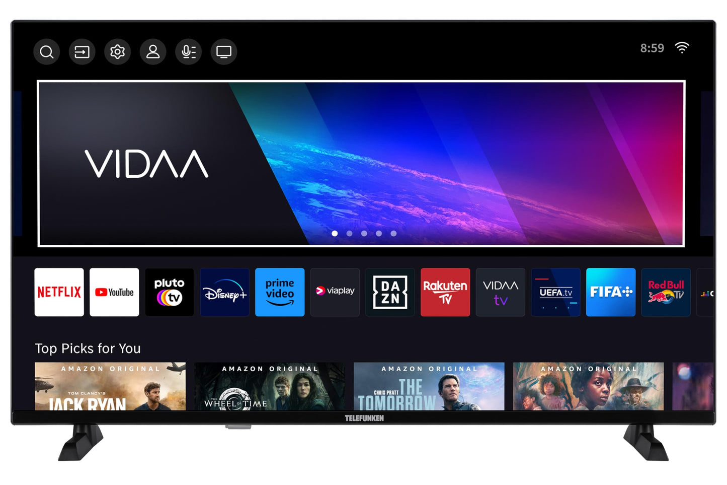 TELEFUNKEN VIDAA D43U790B2CW 4K TV 43 Inch Smart TV UHD, HDR TV with Dolby Vision, Triple Tuner and 6 Months HD+ Including LED TV, Black