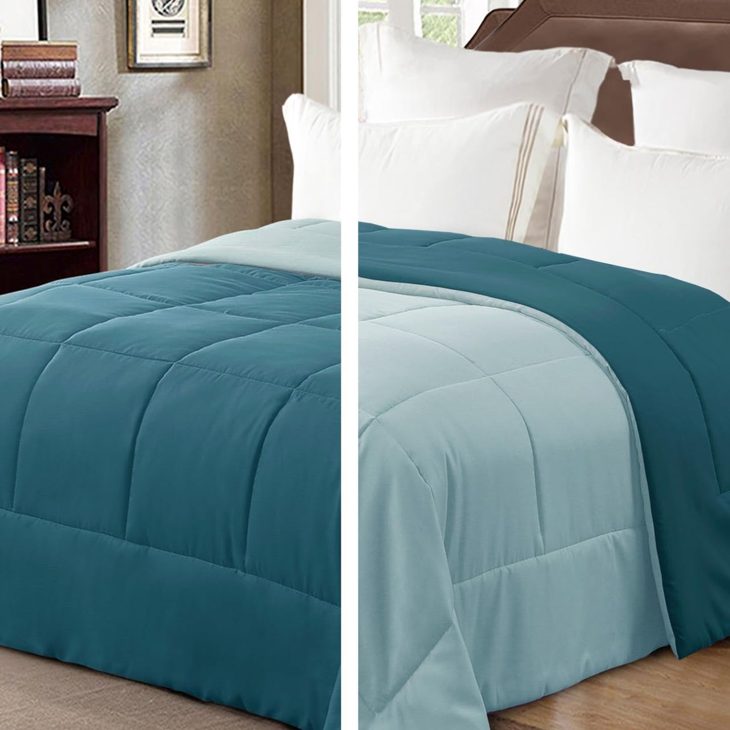 Exclusivo Mezcla 4-Season Duvet 155 x 220 cm, Warm and Light Sleeping Blanket without Cover, Turquoise/Aqua