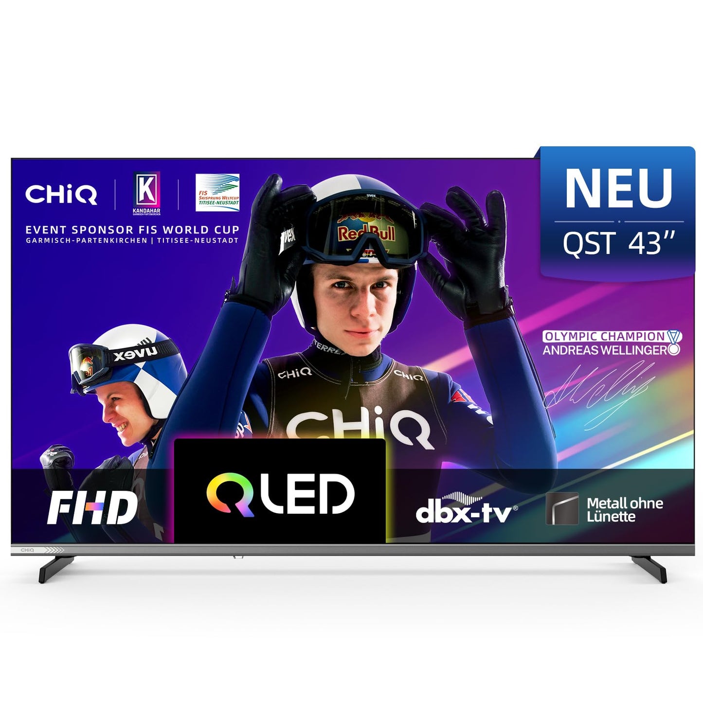 CHIQ L40FT 40 Zoll, Full HD, (100 cm) Smart Fernseher, HDR10, Dolby Audio & DBX-tv, Triple Tuner DVB-C/T2/S2, Integrierter Chromecast, Metall Randlos Design