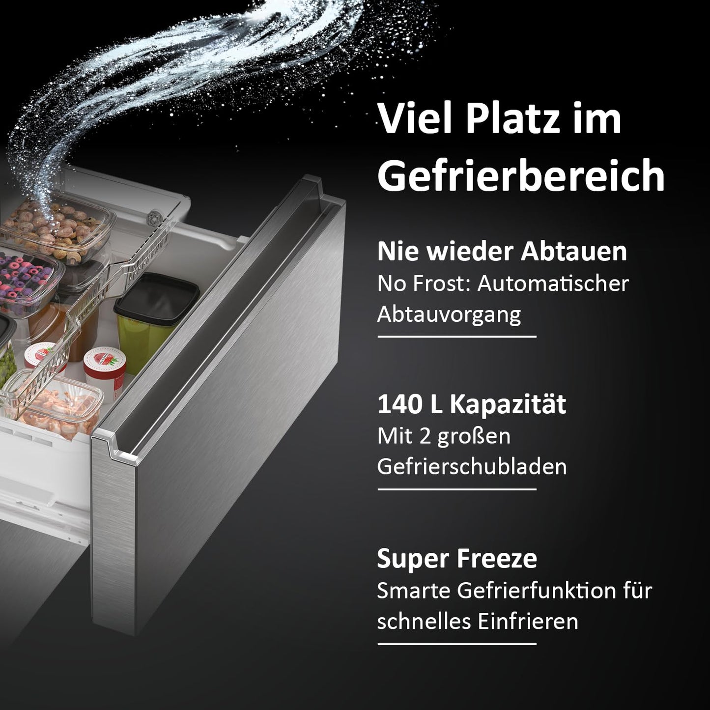 Haier French Door Kühl-Gefrierkombination 70 cm Breite I 402 L French Door Kühlschrank, freistehend I Doppeltür Kühlschrank mit Gefrierfach, No Frost I LED, Touch-Display I FD 70 SERIE 3 HFR3718ENMM