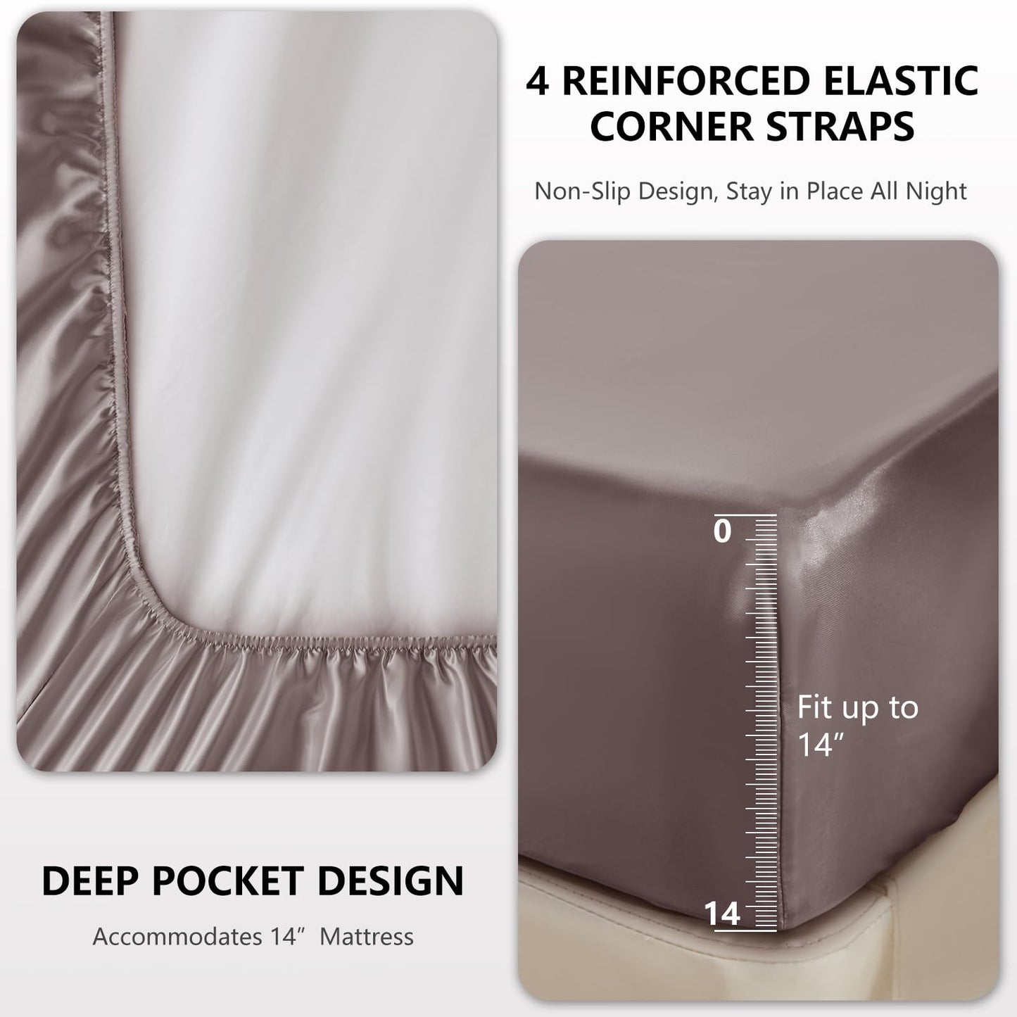 CozyLux Satin Sheets Queen Size - 4 Piece Black Bed Sheet Set with Silky Microfiber, 1 Deep Pocket Fitted Sheet, 1 Flat Sheet, and 2 Pillowcases - Smooth and Soft