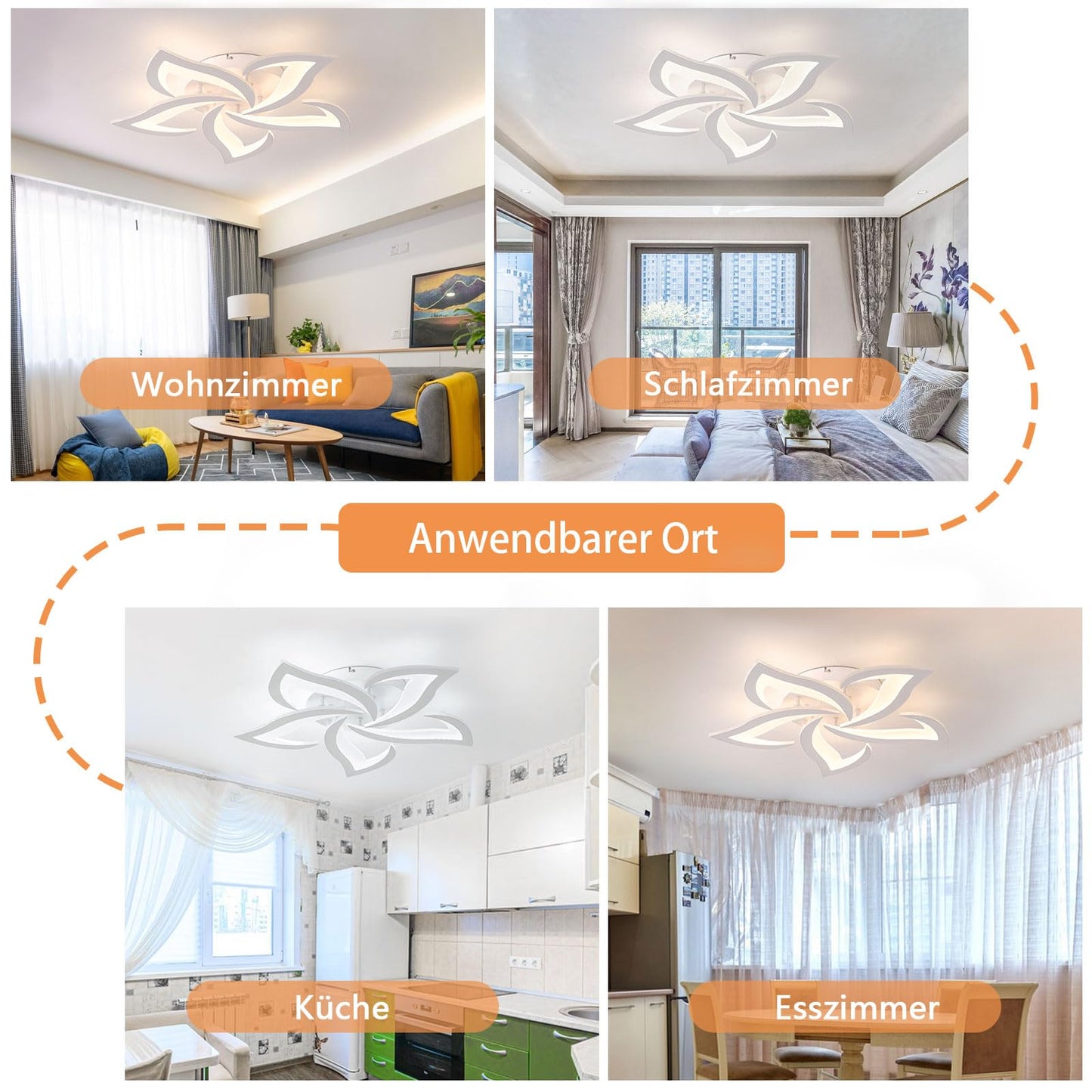 Tetipa LED Deckenleuchte Dimmbar, 80W-160W Wohnzimmerlampe mit Fernbedienung und APP, Schlafzimmer Deckenlampe moderne Deckenbeleuchtung Deckenbeleuchtung Kronleuchter Dimming Lampe Ceiling