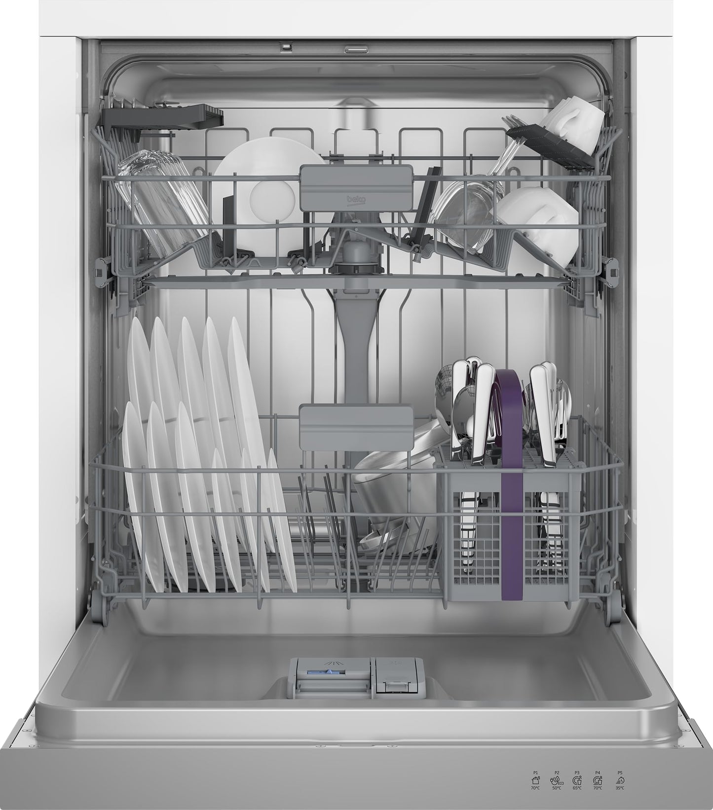Beko BDIN16420 Fully Integrated Dishwasher / Sliding Cutlery Basket / Detergent Compartment with Sliding Lock / Self-Adjusting Door Spring / 14 place settings