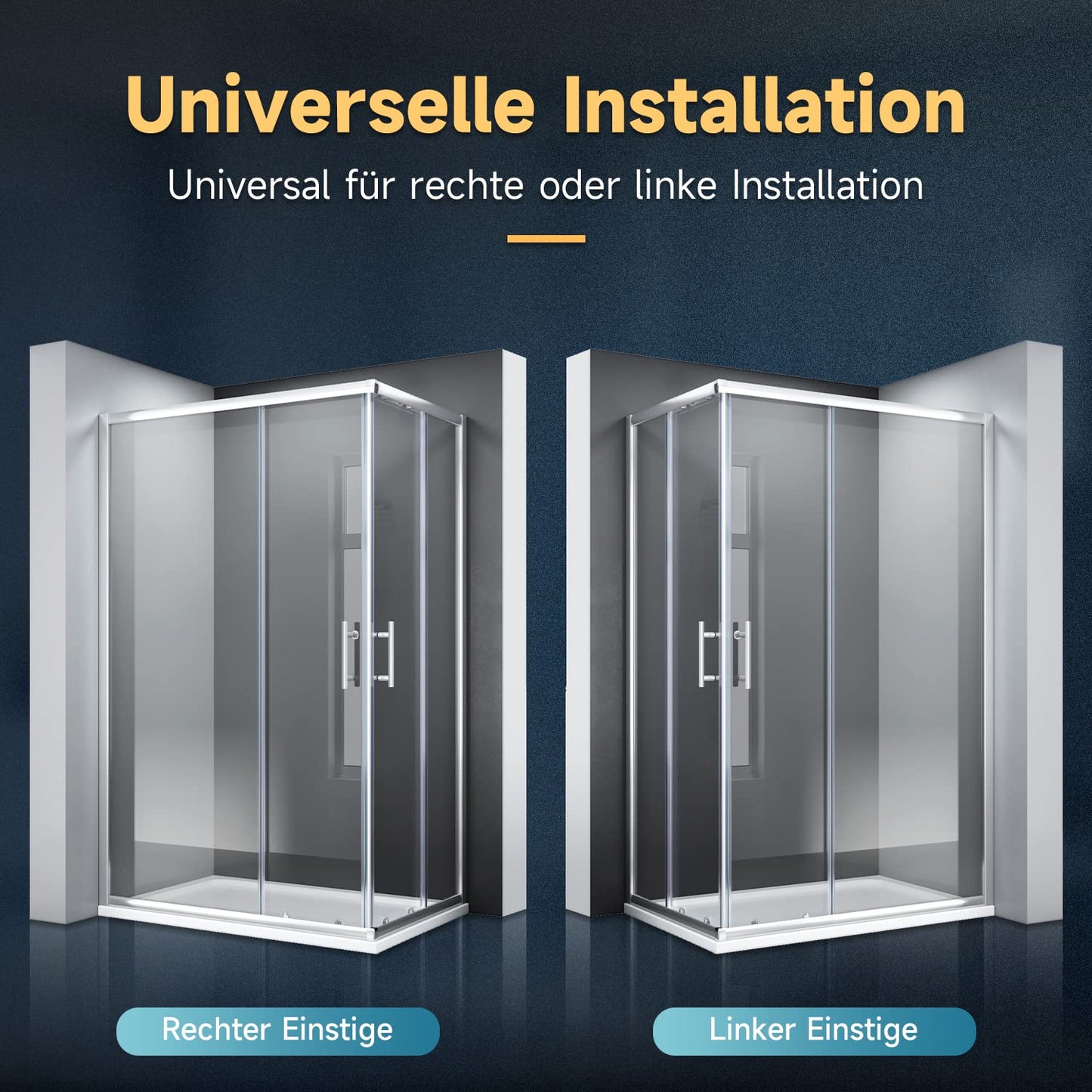 SONNI Shower Cubicle 80 x 80 x 185 cm, Corner Entry, Shower Enclosure, Double Sliding Door, Real Glass
