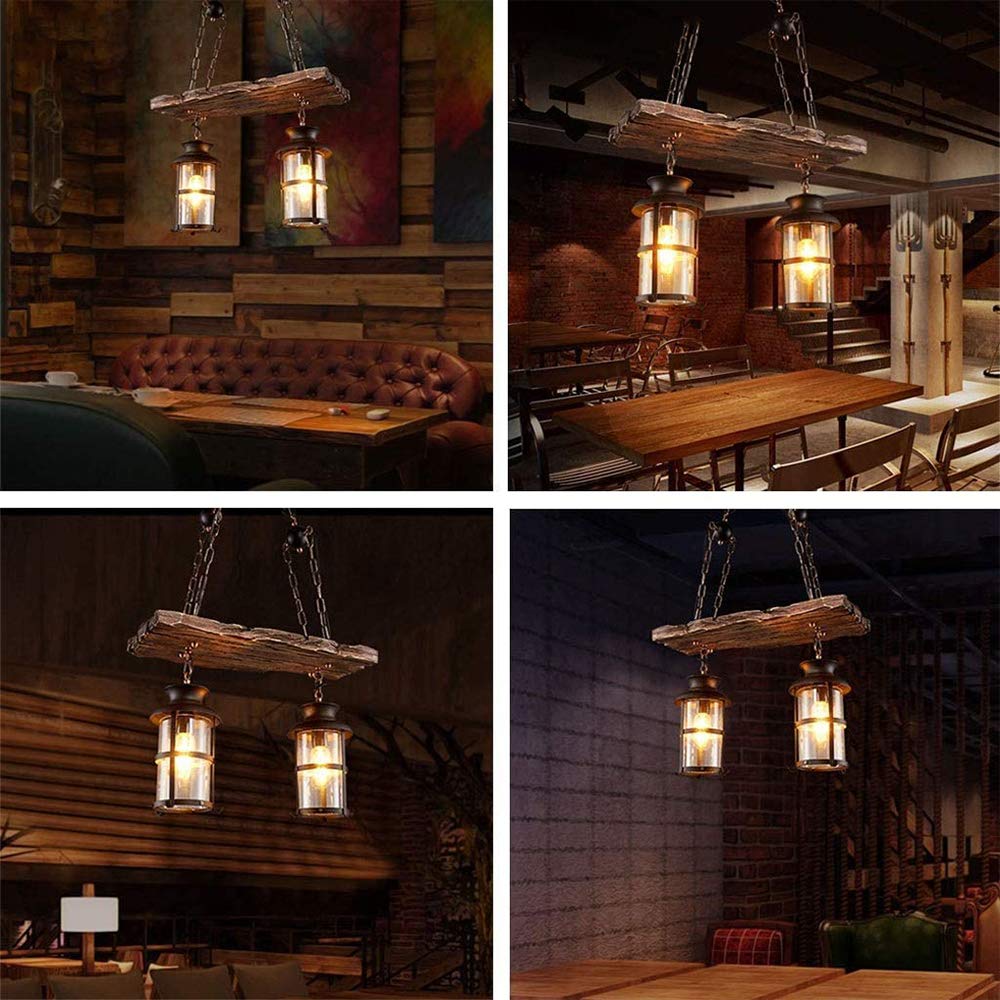 E27 Industrieller Retro Pendelleuchte Massivem Holz Esstisch Lamp Antike Getriebeleuchten Wohnzimmer Kronleuchter Höhenverstellbare Schlafzimmer Hängelampe Bar Dekoration Deckenleuchten (3 Flamme)