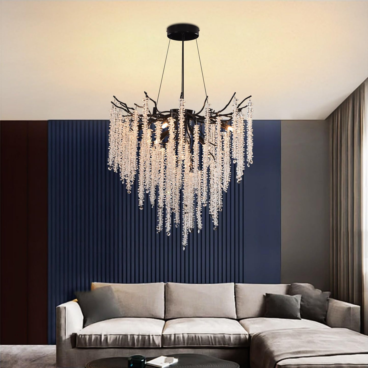 AHXIAOZN Modern Kronleuchter Kristall Leuchte,Luxus Kristall Pendelleuchte,Dimmbar Rund Kristall Hängeleuchte,für Esszimmer, Küche, Wohnzimmer, Schlafzimmer, Flur, Café,Bar(Gold,60cm)