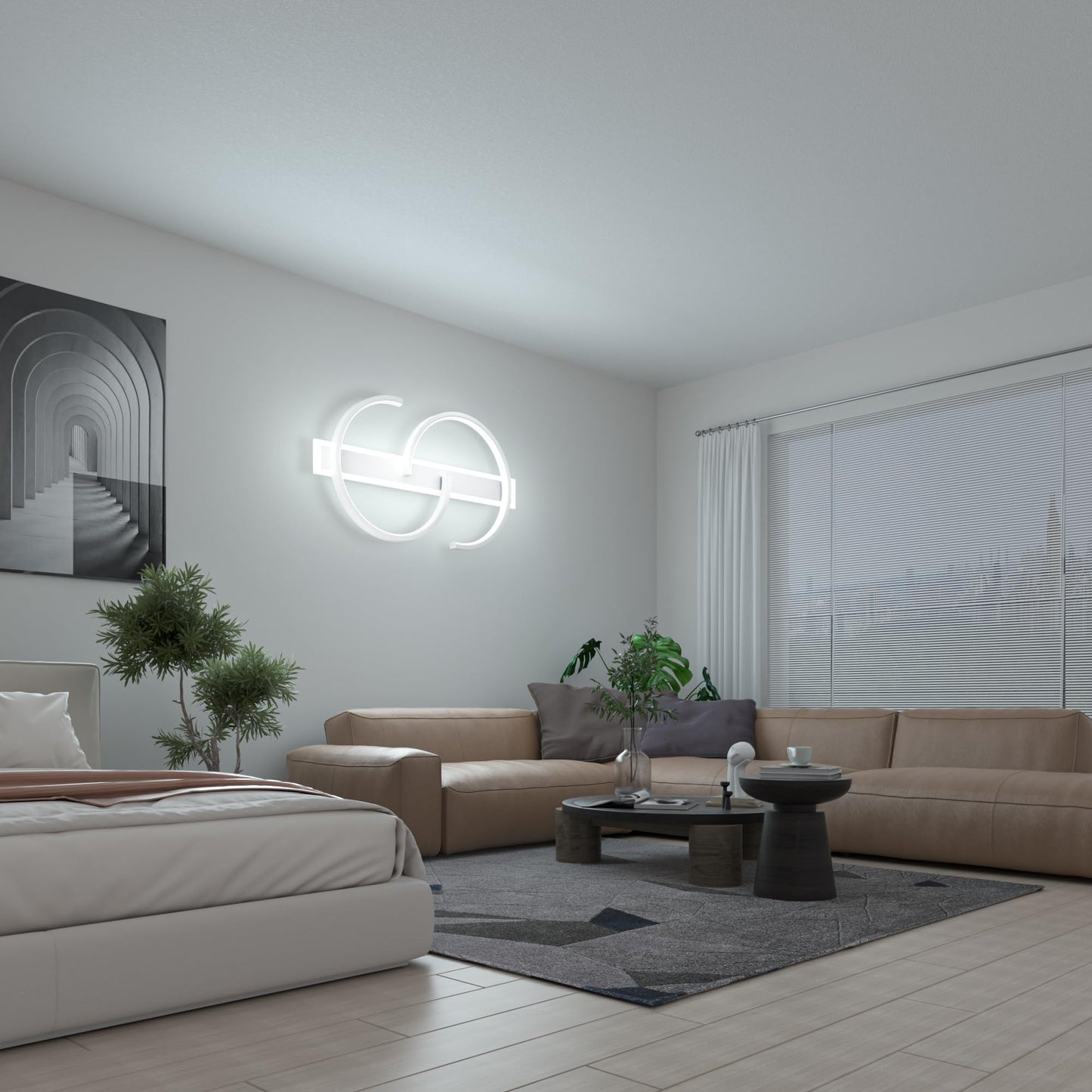 LUOLONG LED Deckenleuchte Dimmbar Deckenlampe Schwarz Wohnzimmerlampe 35W mit Fernbedienung 2-Ringen kreis Deckenleuchte Schlafzimmerlampe Arbeitzimmer Büro Modern Led deckenbeleuchtung-40cm Schwarz