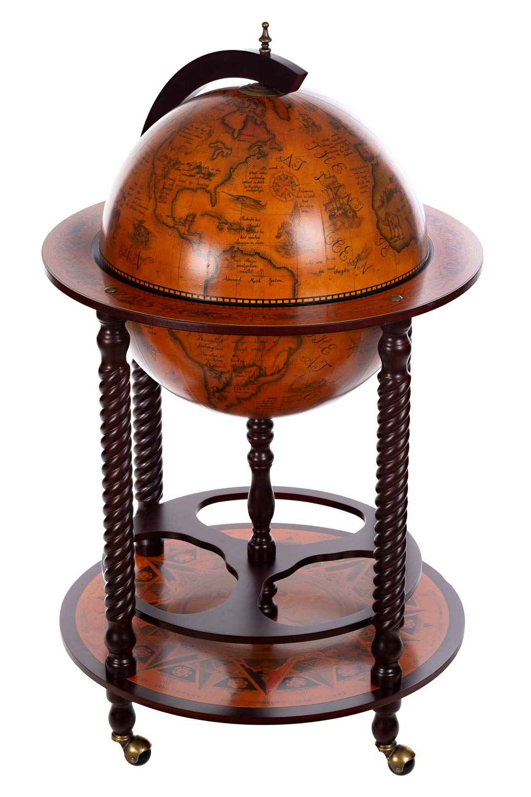 Birendy, giant globe design bar trolley with a lid and wheels