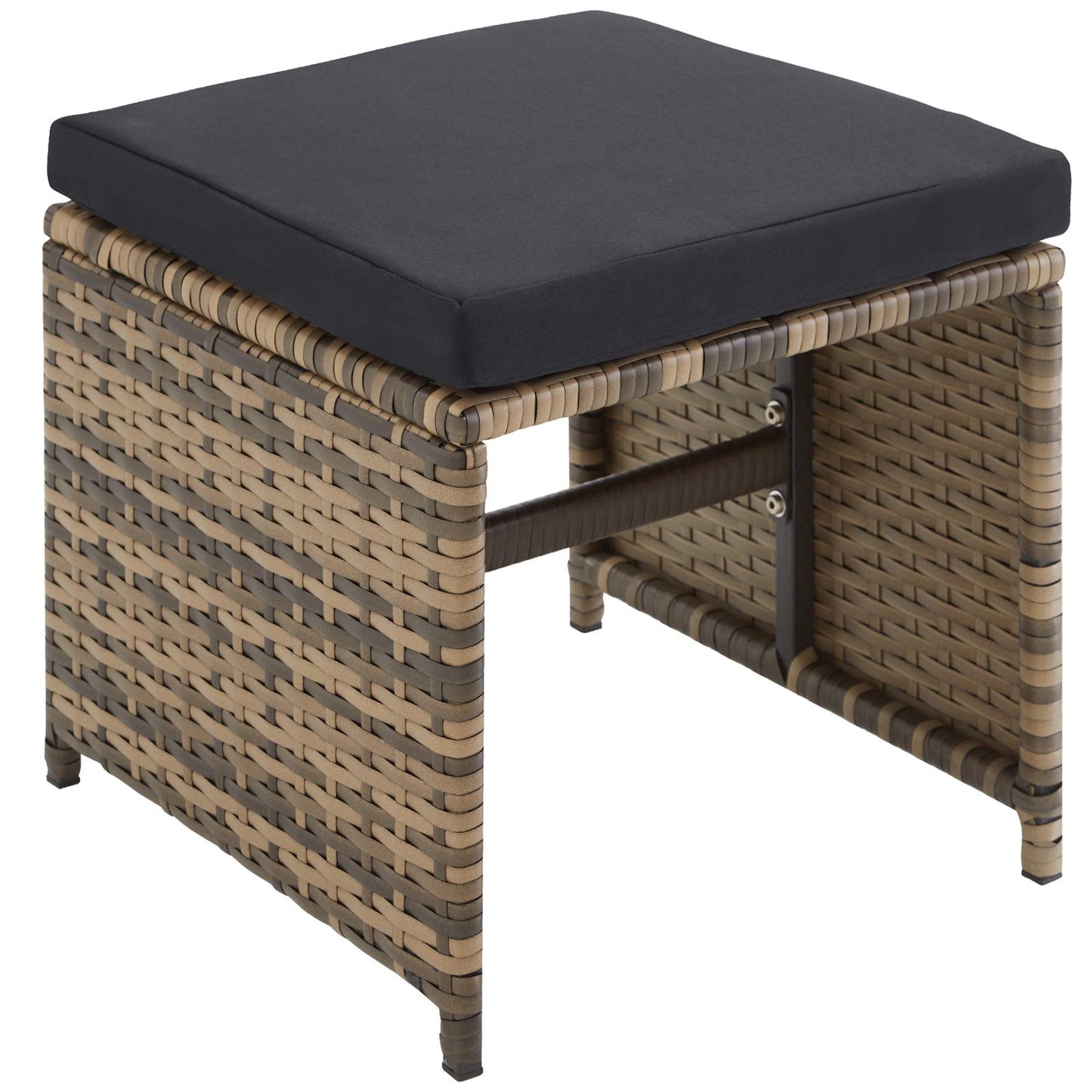 tectake® Outdoor Balcony Garden Furniture Set, Lounge with 6 Chairs, 4 Stools and 1 Table, Poly Rattan Wicker, Weatherproof, Space-Saving - Grey