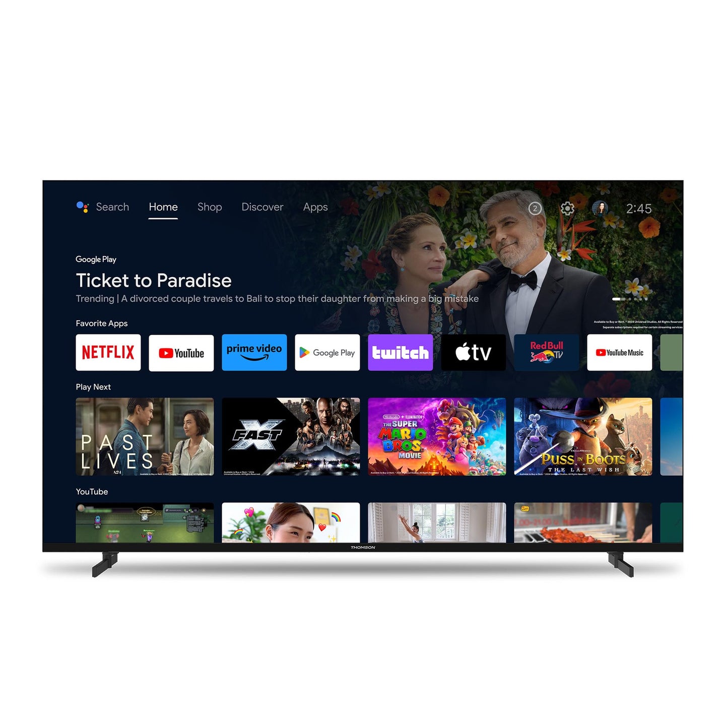 Thomson 43 Zoll (109 cm) 4K Ultra HD Weiß Smart Android TV, Google Assistant, Wi-Fi, Dolby Digital, Bluetooth, Triple-Tuner (Kabel,Satellit,Antenne), HDMI, CI+, A+ Panel – 43UA5S13W