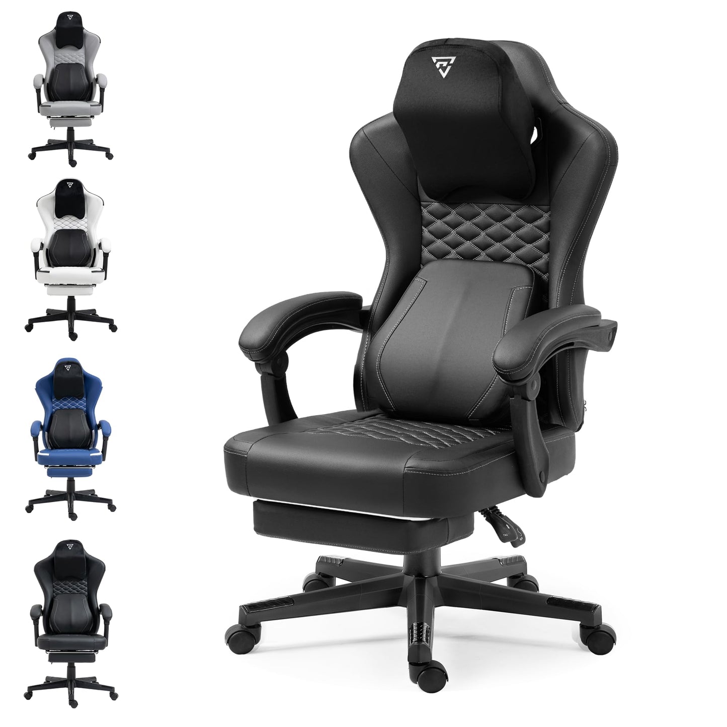 Vigosit Gaming Chair with Heated Massage Lumbar Support, Fabric Gamer Chair with Bag Spring Cushion and Footrest, Horse and High Gamer 150 kg Load Capacity (Pale Pink)