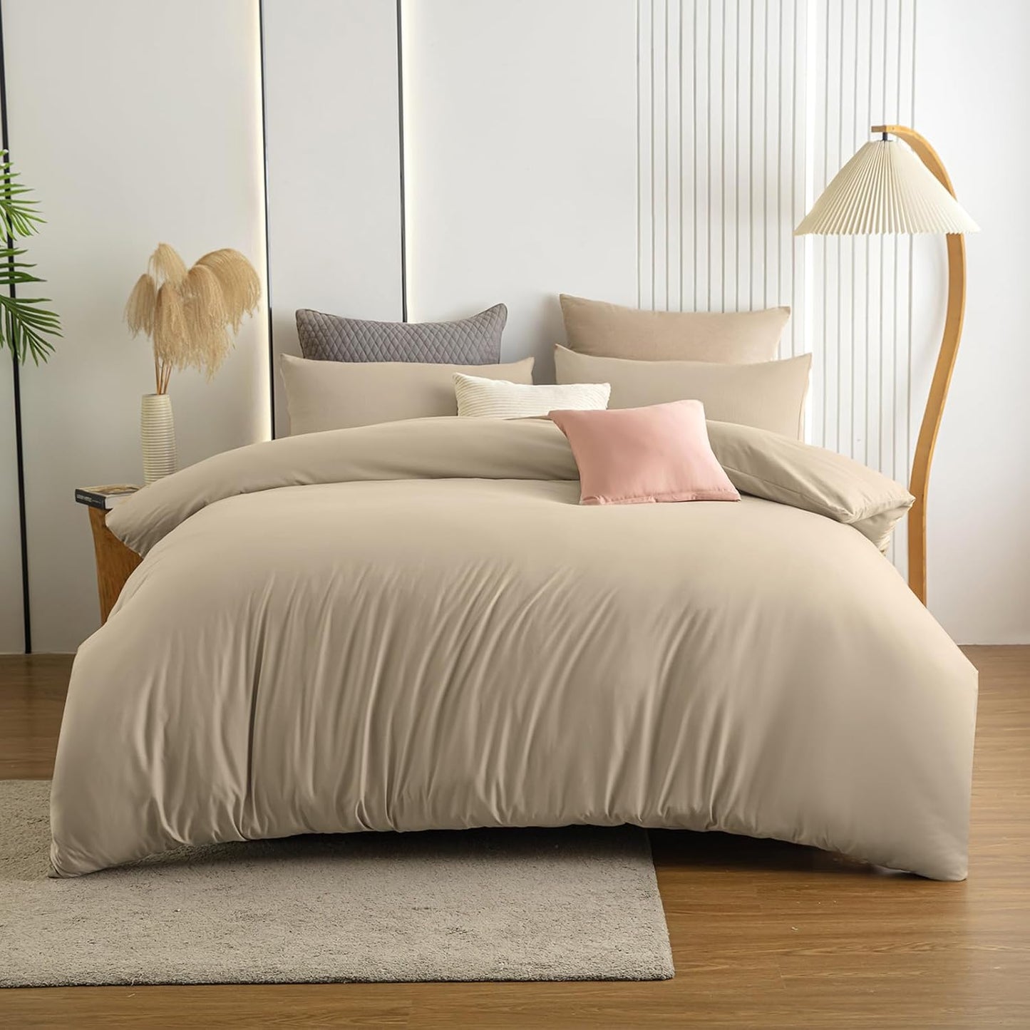 Soifox Bed Linen Set, Grey Anthracite, Microfibre, Non-Iron and Wrinkle-Free Duvet Cover 200 x 200 cm with Set of 2 Pillowcases 80 x 80 cm, Bed Linen with Zip