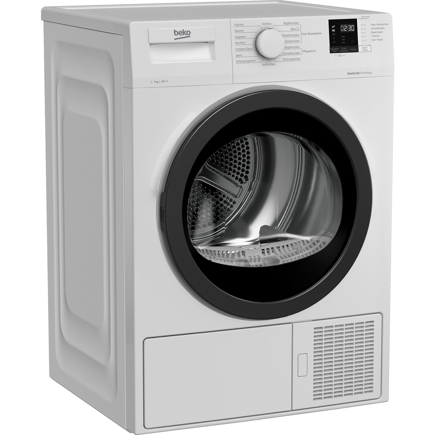 Beko DHC946GX Tumble Dryer with Heat Pump Technology, Stainless Steel Drum, 9 kg, A++, Hygienic Drying & Hygiene Refresh, White