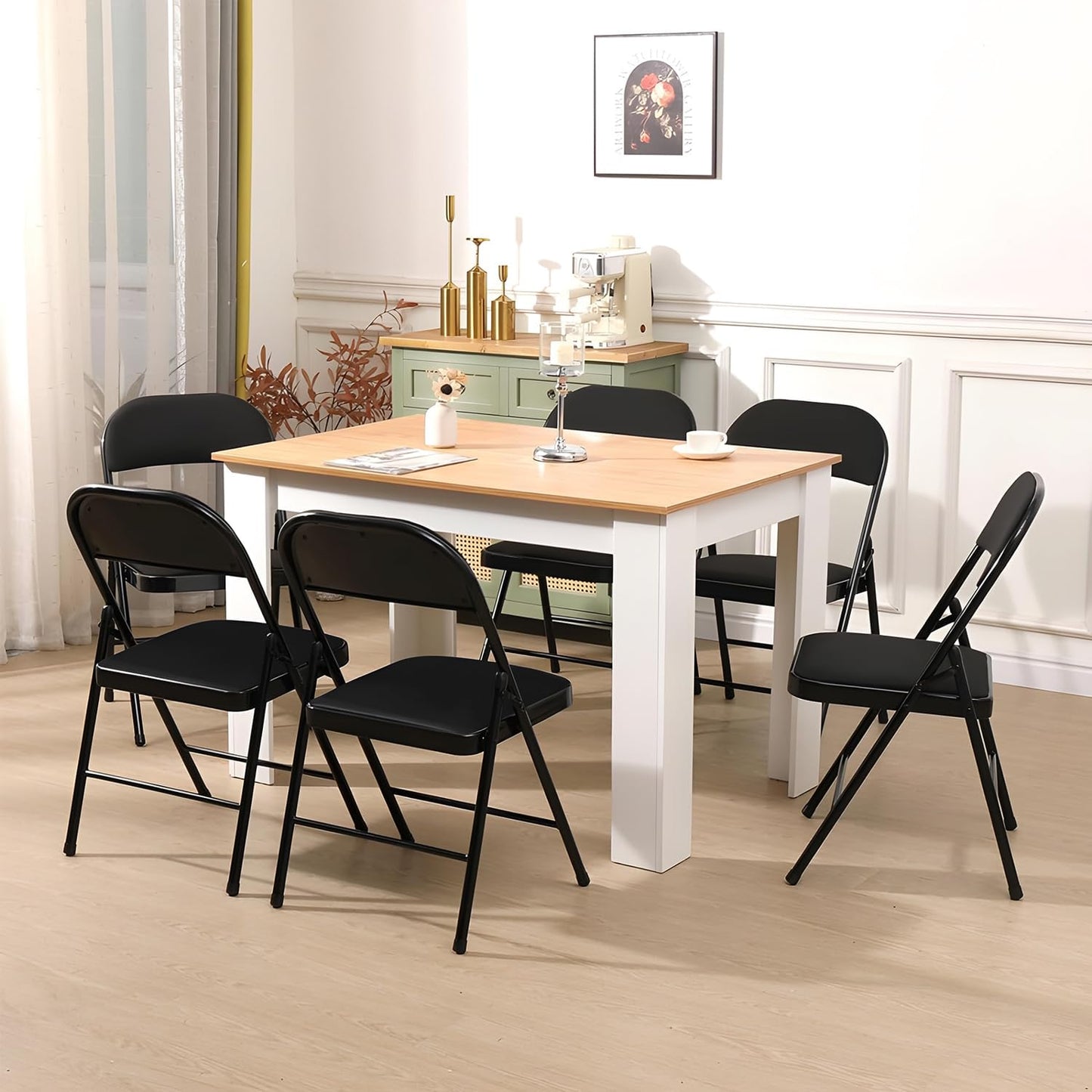 Asdsed Klappstuhl 4er Set, Klappstühle Gepolstert, Klappstuhl bis 158KG Gepolstert mit Starker Stahlrahmen, Faltbarer Klappstühle Platzsparender Schreibtischstuhl für Haus Büro Garten Balkon Party