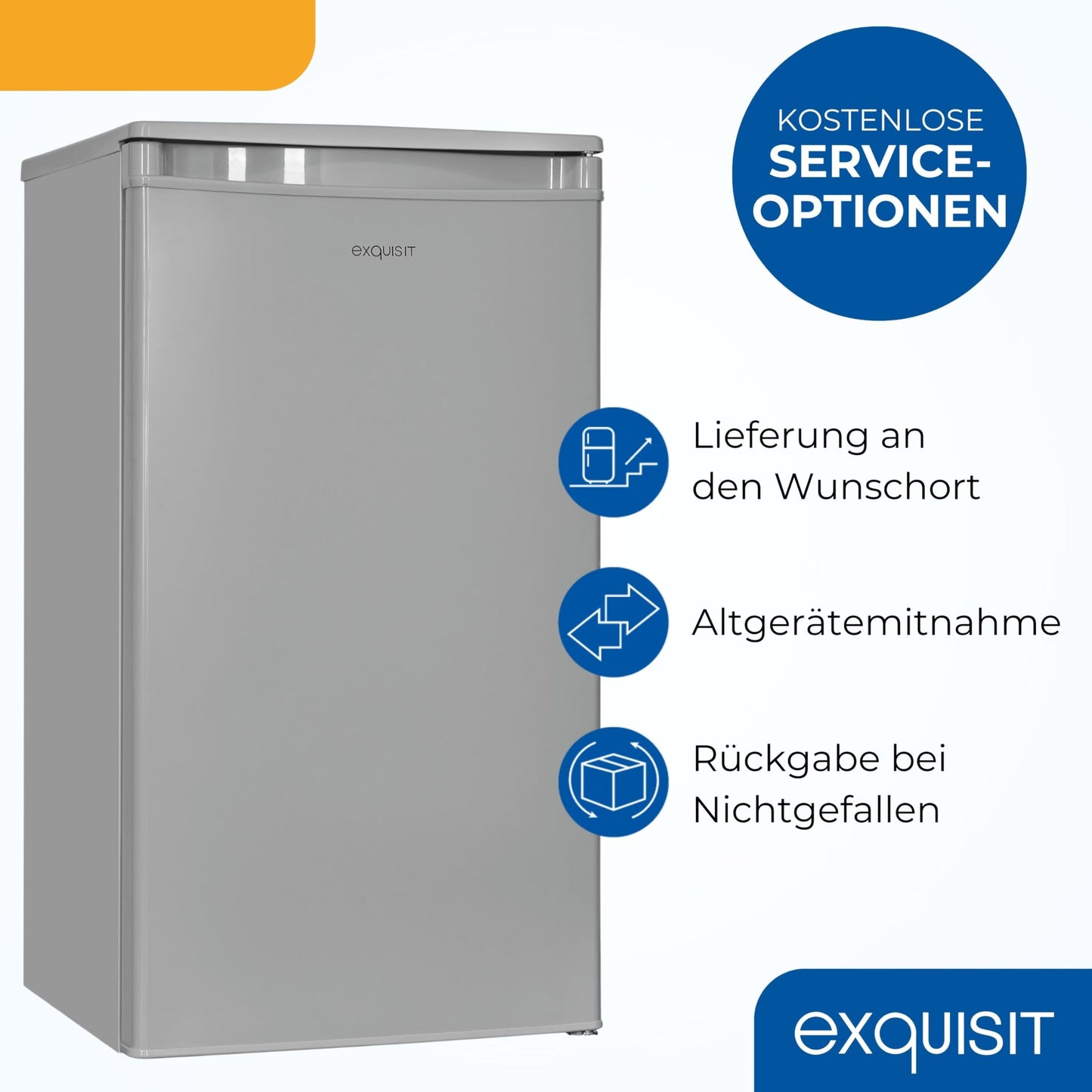 Exquisit KS585-V-091E Full-Room Refrigerator, 75 Litres, Freestanding, Small and Compact, 45 cm Wide, LED Interior Lighting