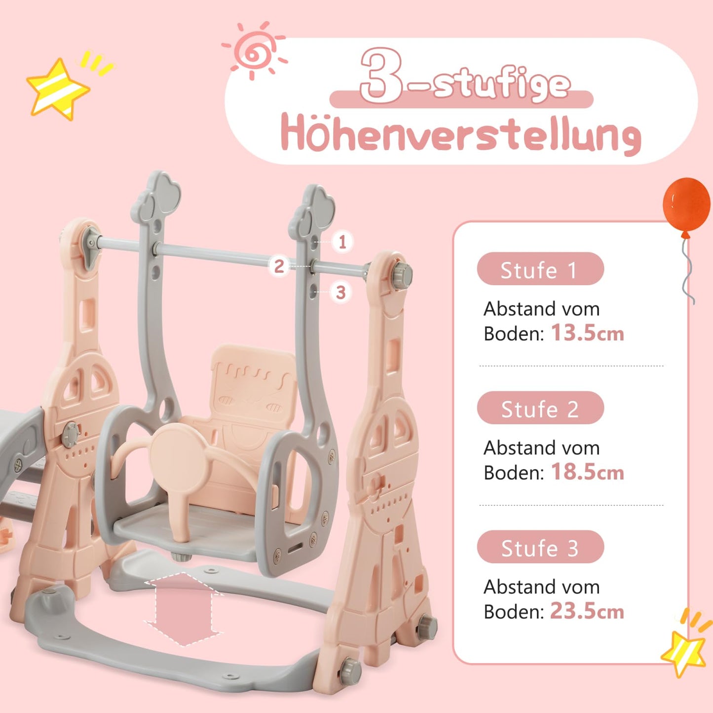 BestAlice 4 in 1 Kinderrutsche Set für Outdoor und Innen, Spielplatz mit Schaukel, Basketballkorb, Kletterleiter, Indoor- und Outdoor-Spielset, 18 Monate + (Blau)