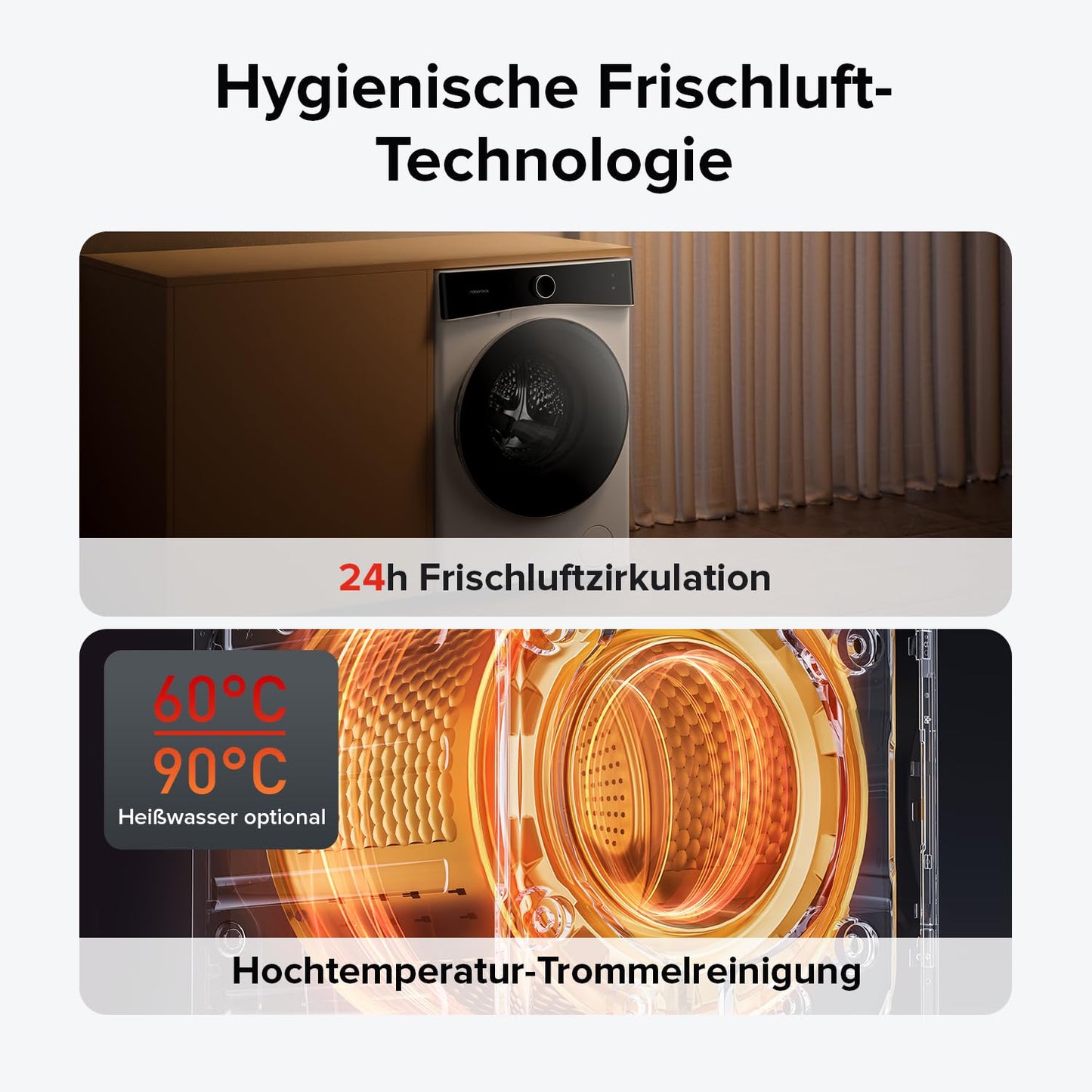 roborock Zeo Lite Waschtrockner mit der Zeo-cycle Trocknungstechnologie, 10 kg Waschen, 6 kg Trocknen, 27 Waschprogramme mit APP-Steuerung, LintClear Selbstreinigungssystem, Automatische Dosierung