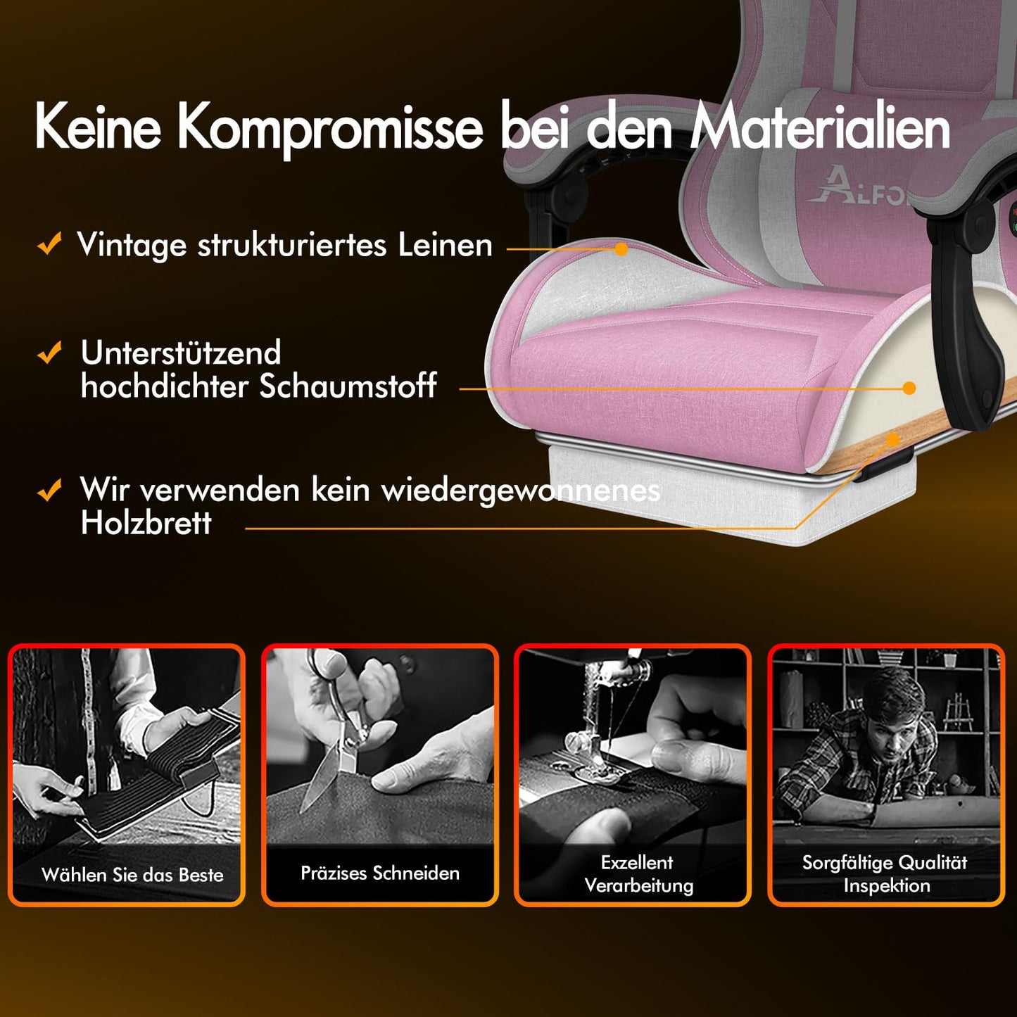 ALFORDSON Gaming-Stuhl mit Massage-Lendenwirbelkissen, ergonomischer Gamer-Racer-Stuhl mit Verstellbarer Rückenlehne, Drehstuhl mit Fußstütze, höhenverstellbar, Schwarz