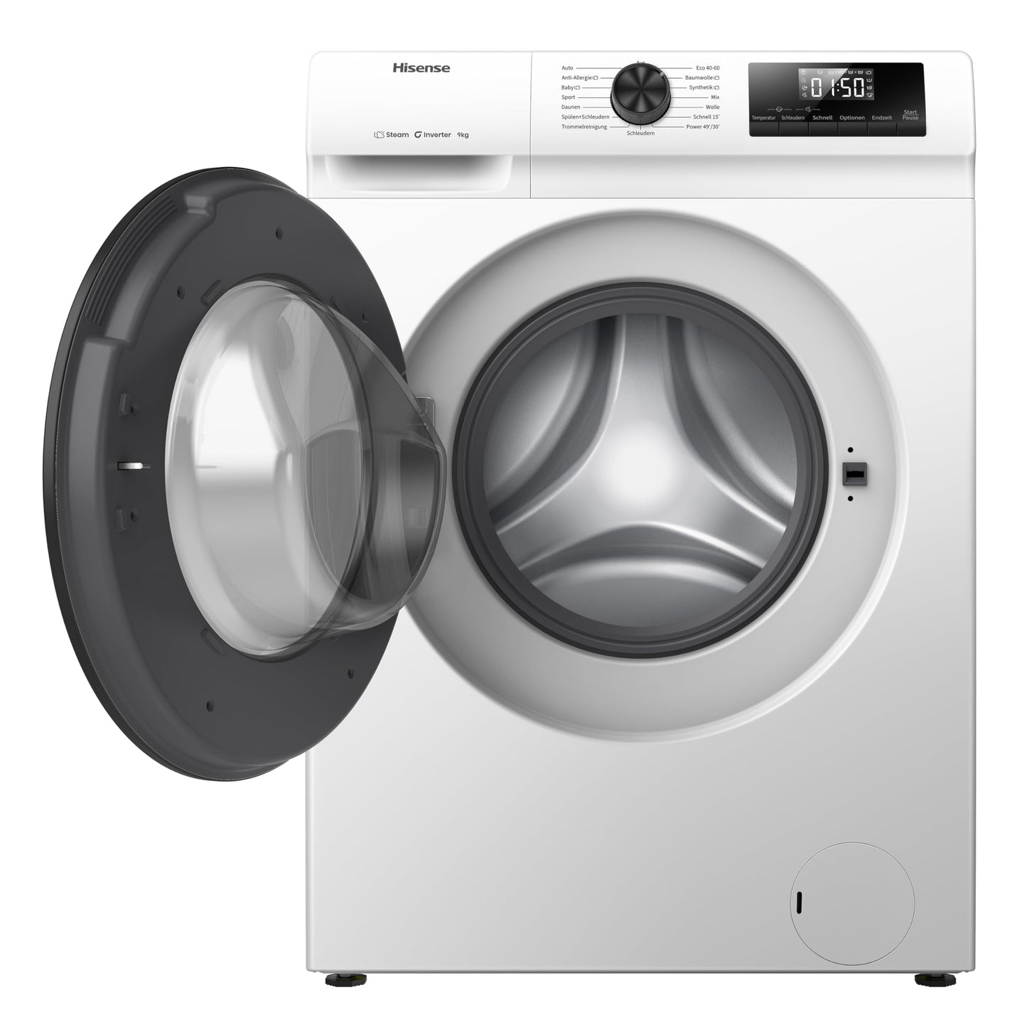 Hisense WF3S8043BB3 Waschmachine mit Dampffunkunktion, 8 kg, 1400 U,min, WIFI, ConnectLife, Power JetWash, Anti-Allergie Programm, Aqua Stop, Auto Wash, Quick Wash, EEK A-30 Prozent