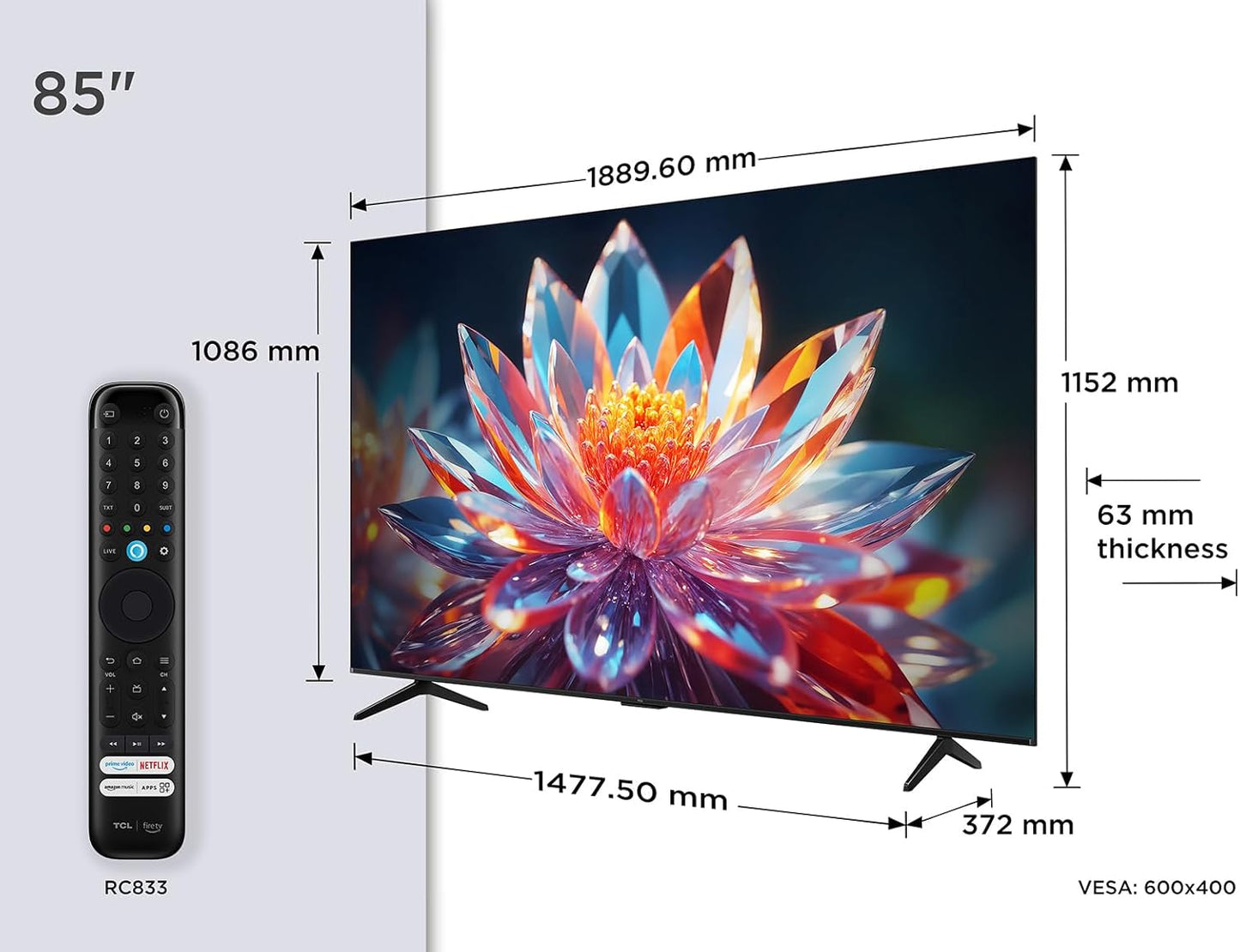 TCL 50PF650 50-Zoll 4K Ultra HD, HDR TV, Smart LED Fire TV (Dolby Vision, Dolby Atmos, DTS, HDR 10, Alexa integriert, Airplay2, Miracast)