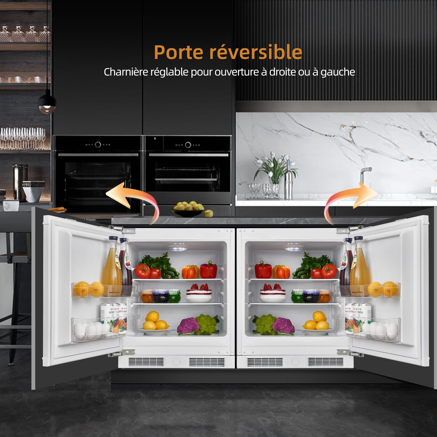 magictec Einbaukühlschrank mit Gefrierfach | 177 cm | 248L (186L/62L) | No Frost | Kühl-Gefrierkombination mit austauschbaren Türscharnieren | Inverterkompressor | Schnellkühlung | Geräuscharm