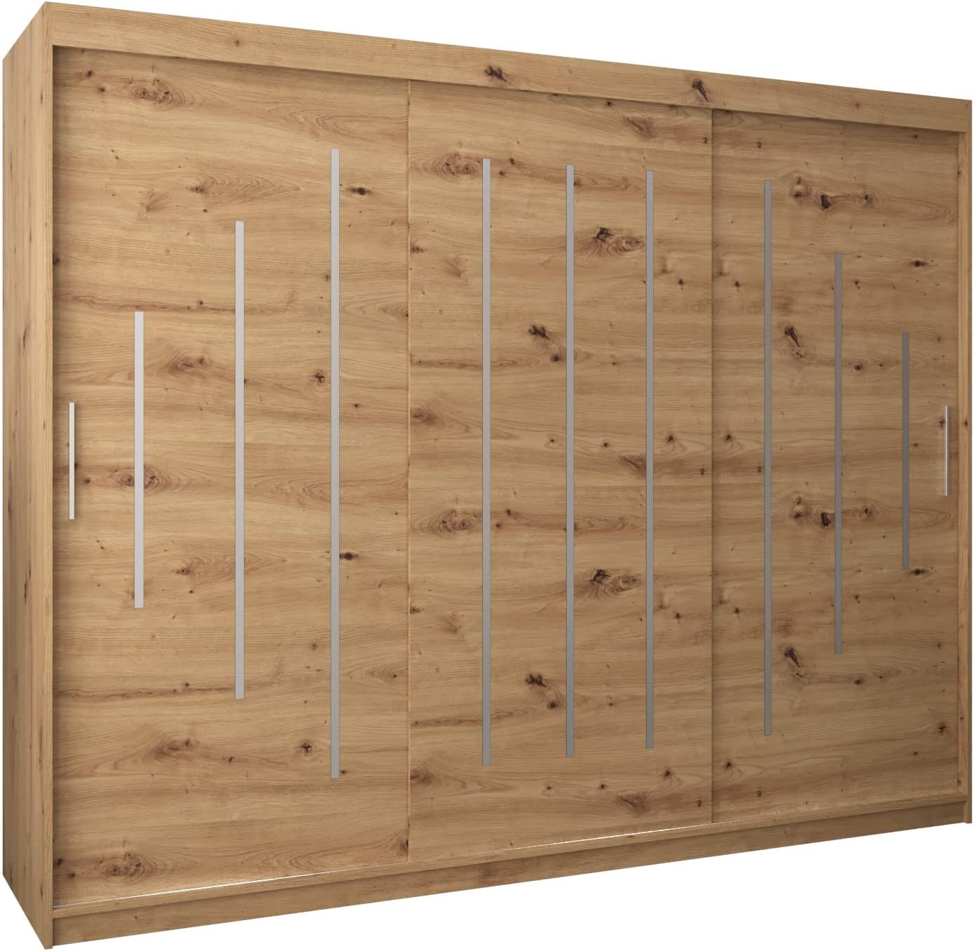 Kryspol Schwebetürenschrank York 250 cm Kleiderschrank mit Kleiderstange und Einlegeboden Schlafzimmer- Wohnzimmerschrank Schiebetüren Modern Design (Weiß)