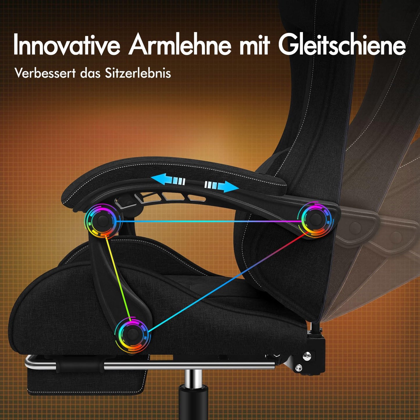 ALFORDSON Gaming-Stuhl mit Massage-Lendenwirbelkissen, ergonomischer Gamer-Racer-Stuhl mit Verstellbarer Rückenlehne, Drehstuhl mit Fußstütze, höhenverstellbar, Schwarz